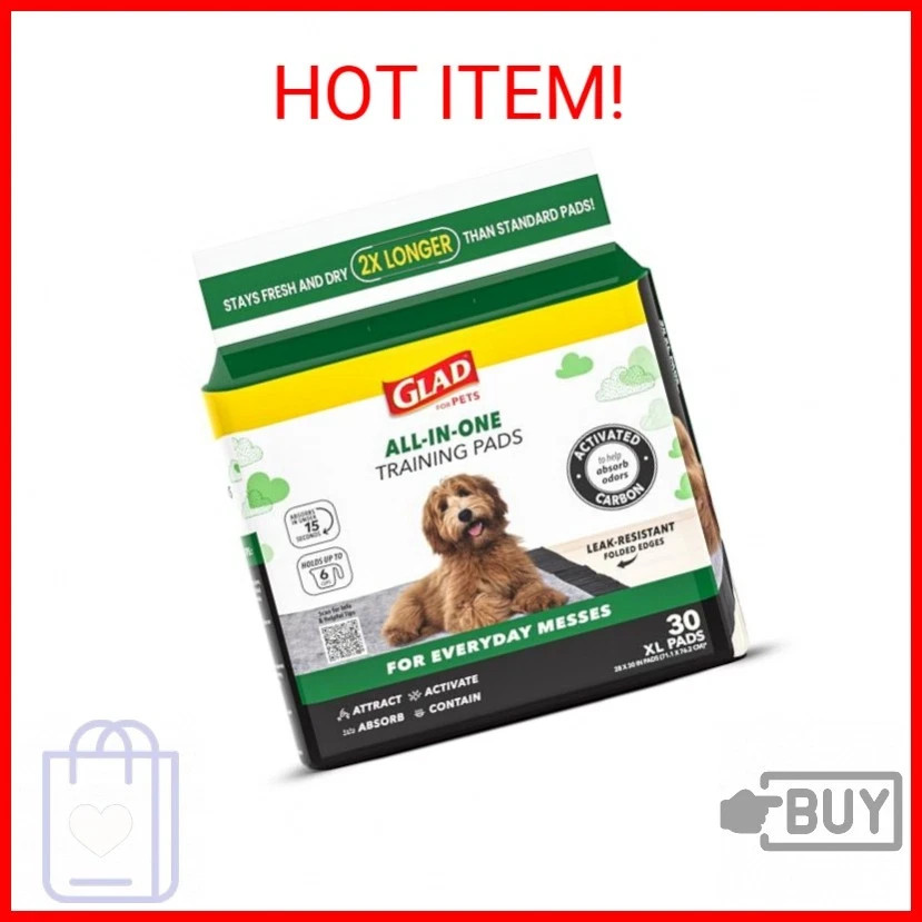 Glad for Pets Extra Large Charcoal Dog Training Pads – 30 Count Pet Supplies