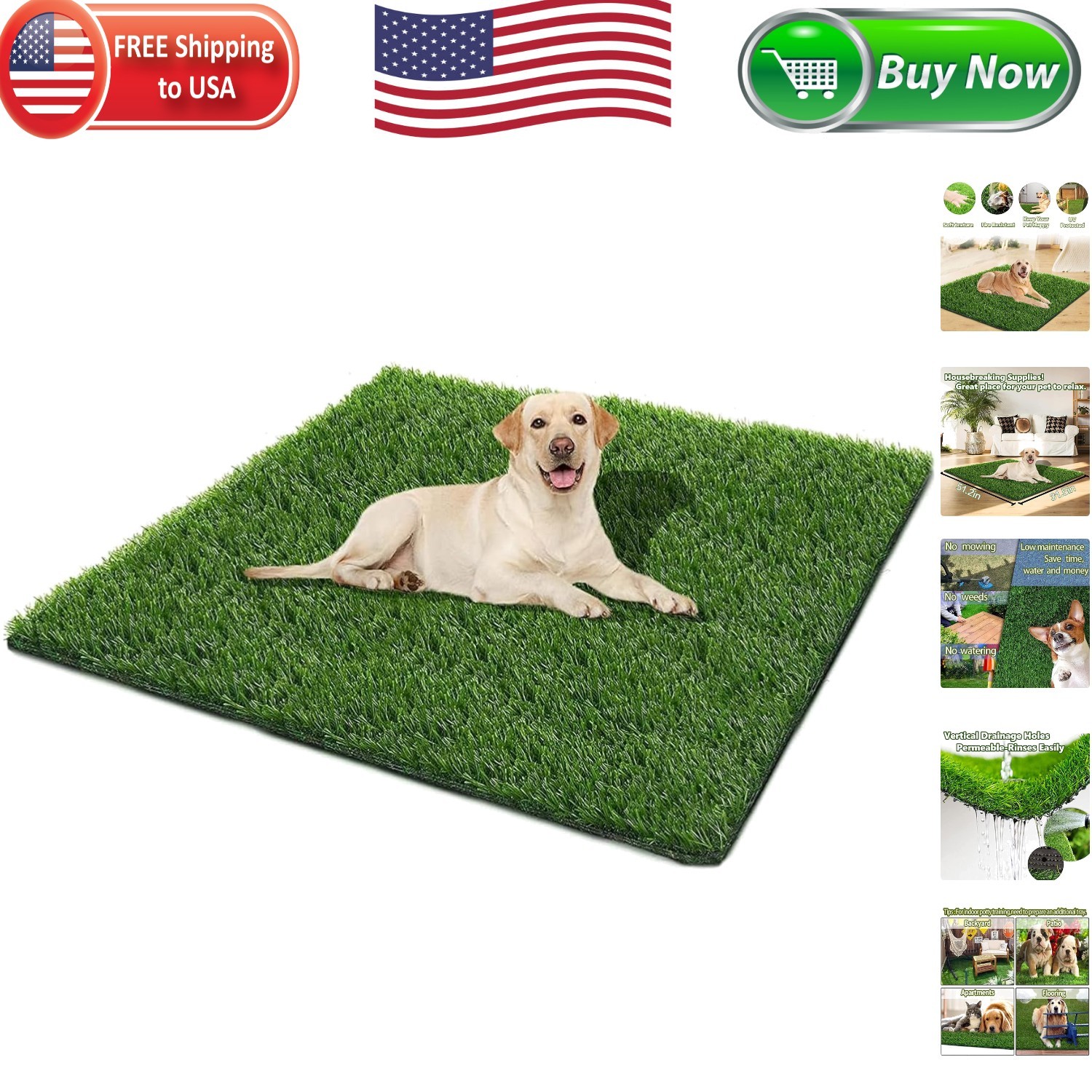 Eco-Friendly Fake Grass Pad for Dogs – 51.2×31.5 Inches Potty Training Solution