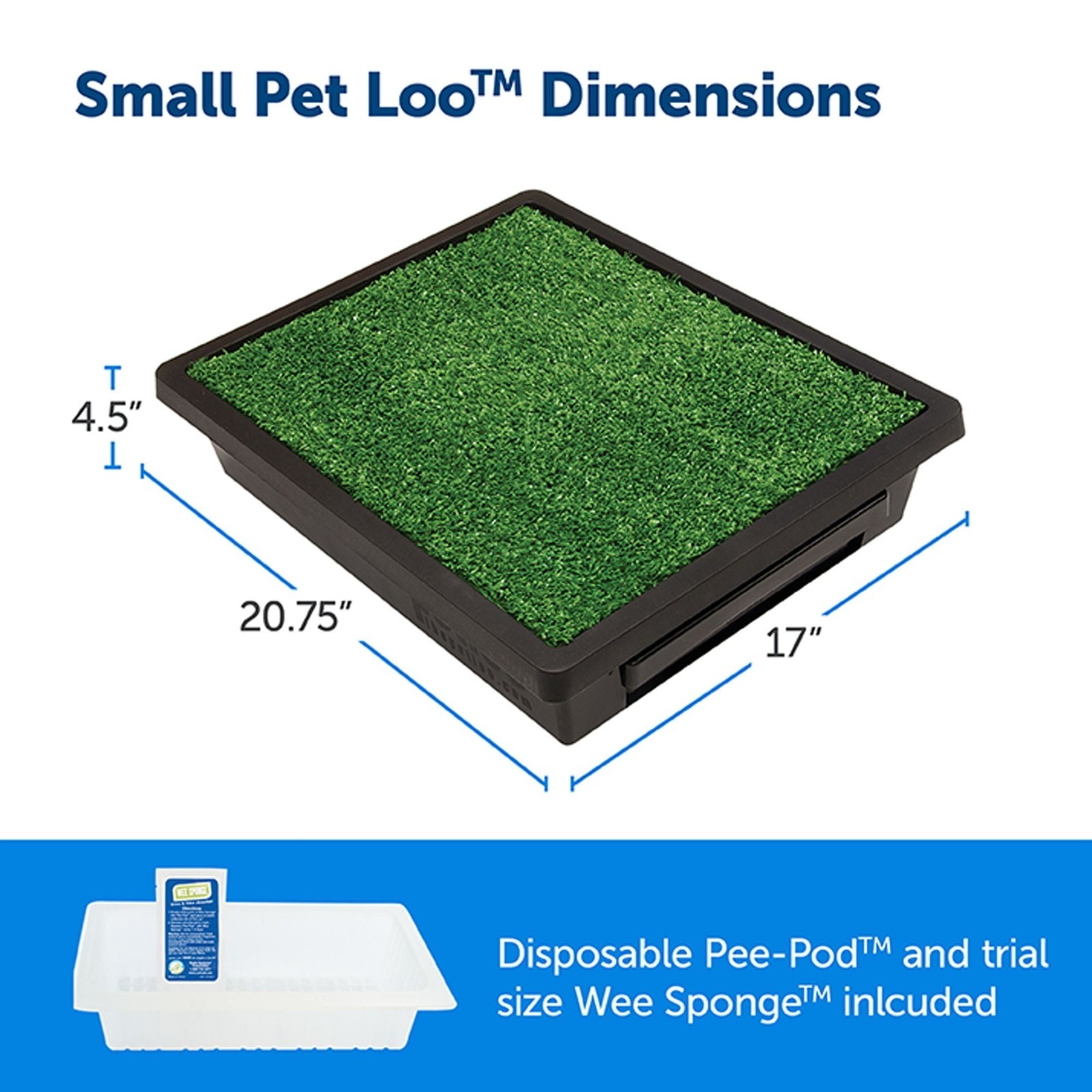 PetSafe Pet Loo Portable Grass Pad Dog Potty w/ Wee Sponge Powder, Small