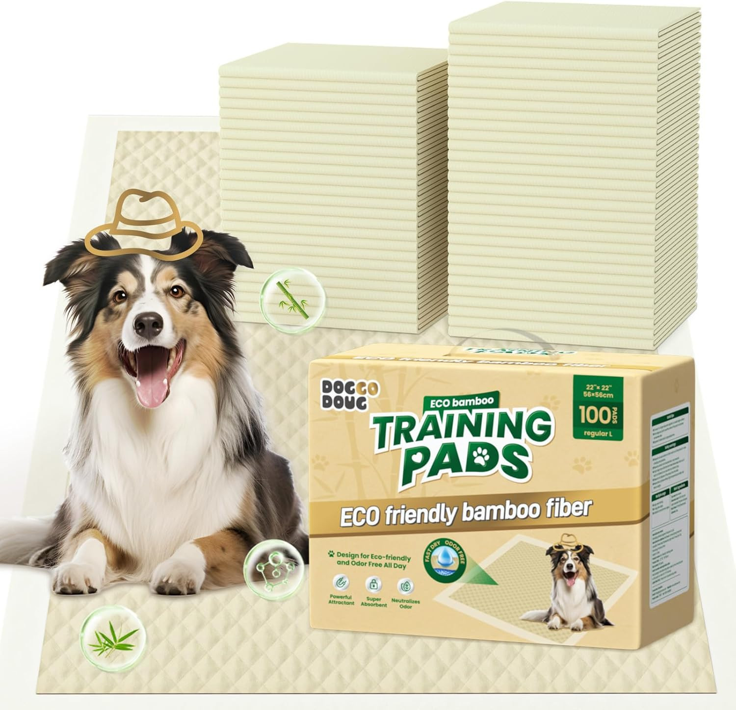 Puppy Pads 100 Count Small 22X22In Bamboo Training Pads Deodorizing Leakproof Qu