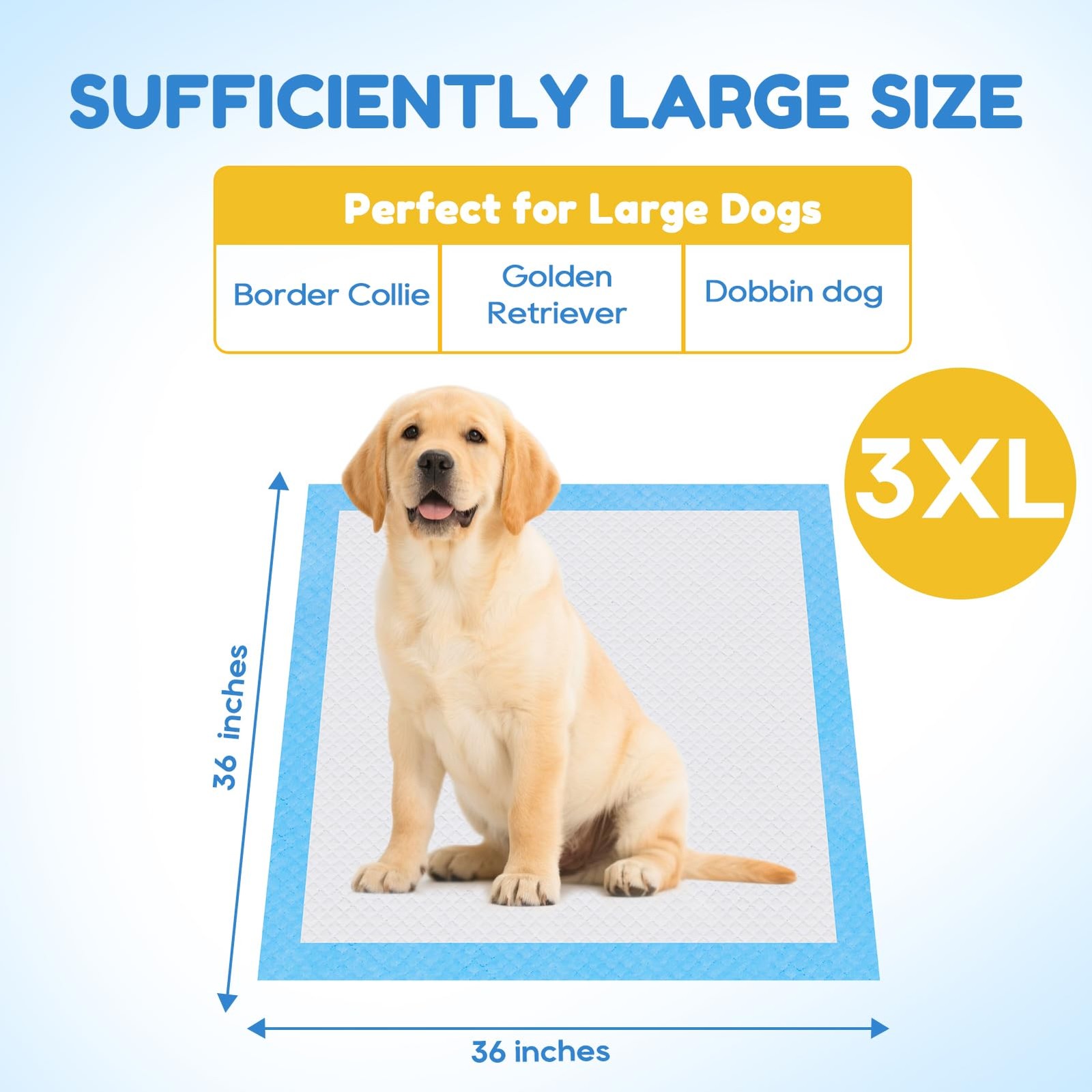 Dog Pee Pads Extra Large 36″x36″, 30 Pack 3X-Large Super Absorbent Pet Traini…