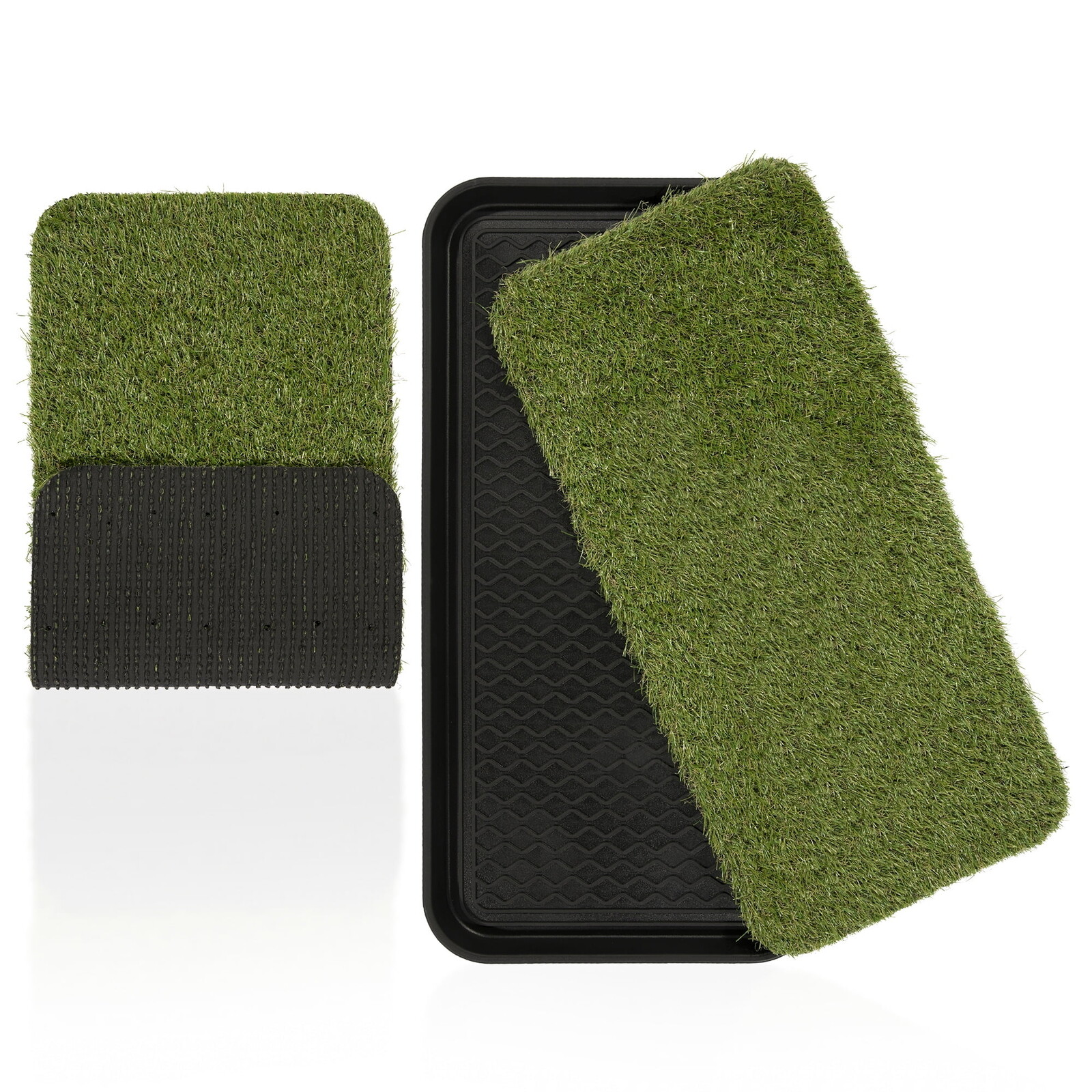 Indoor Outdoor Tray W/ Reusable Grass Pad Pet Care Non-Slip Easy Clean 15″ X 30″