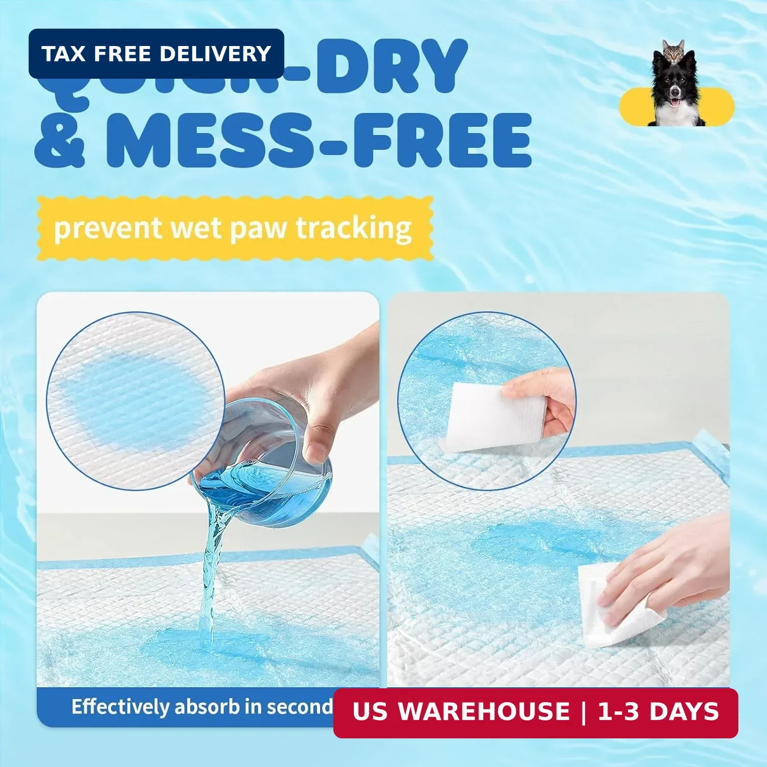 Powools Puppy Pads for Dogs, 34 x 28 in, 6-Layer, Leak-Proof, 100-Pack | X-Large