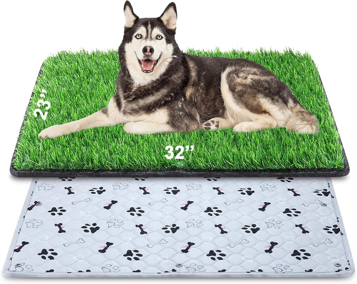 Dog Grass Mat with Pee Pad 32×23″, Medium Dog Litter Box Indoor Artificial Turf