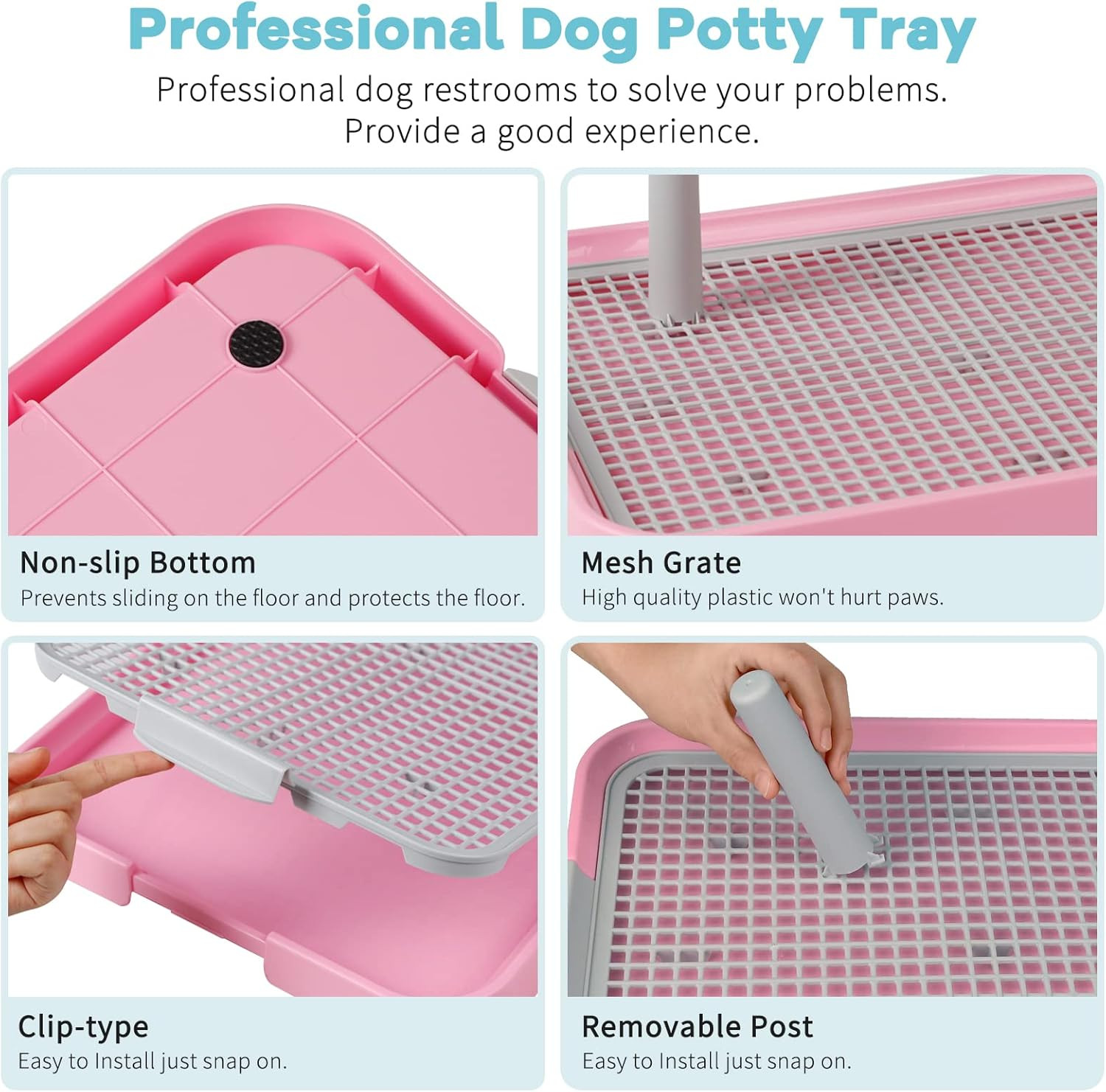 Dog Potty Tray Toilet 20″X14″ Doggy Bathroom Dog Litter Box, Indoor Pee Pad Hold