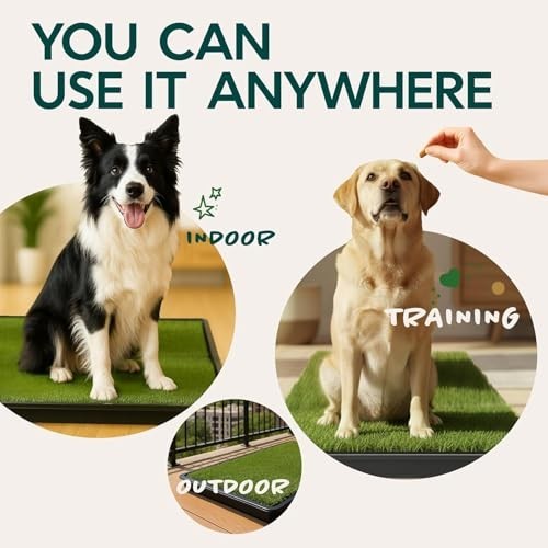 Dog Grass Pad with Tray 23x35in Artificial Turf Potty Training for Dogs
