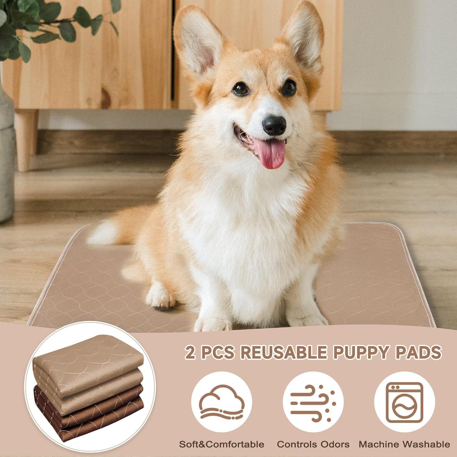 Reusable and Super Absorbent Dog Pee Pads 2 Pack – 30″x32″ for Travelers