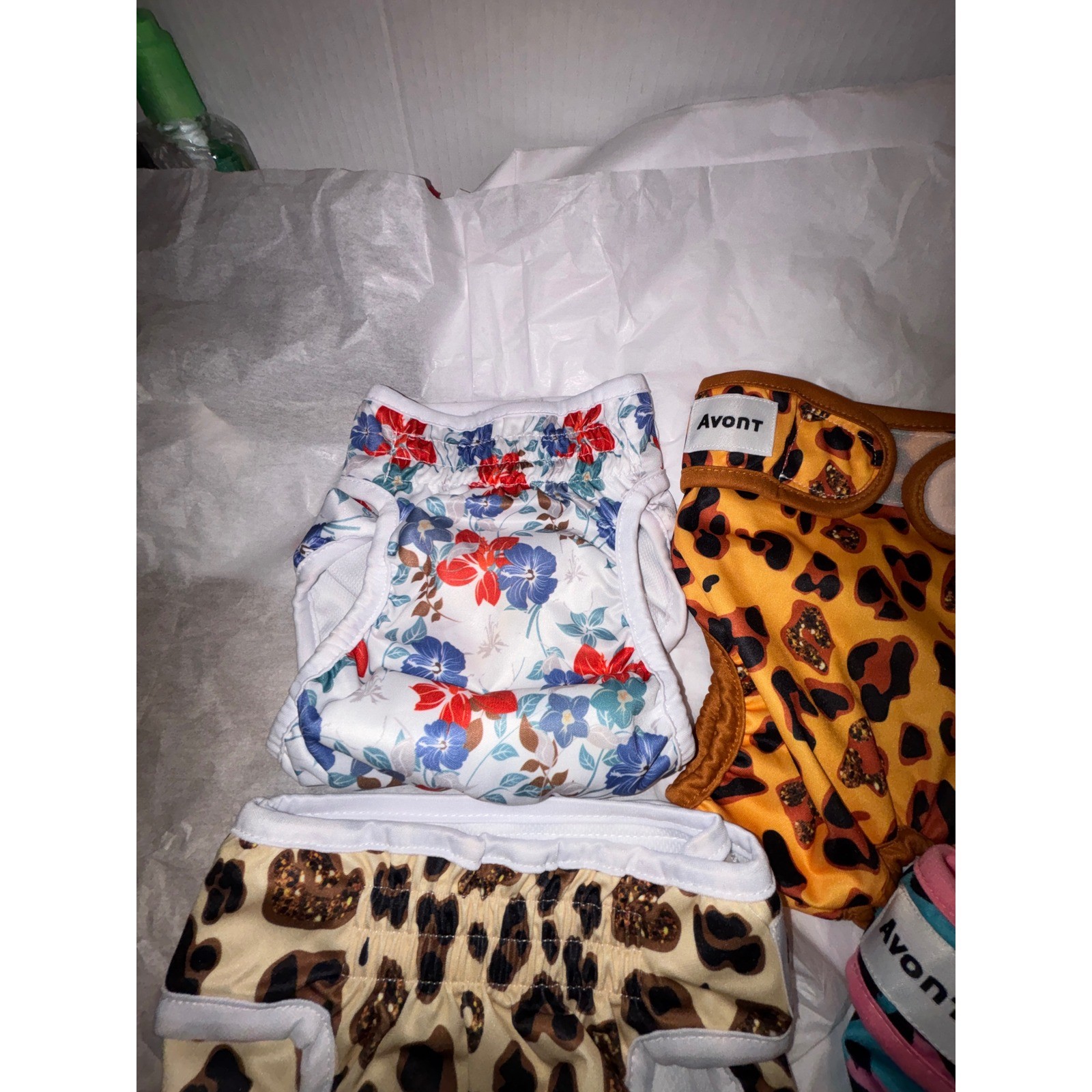 Avont Dog Cloth Diapers Reusable Washable Leopard Floral Lot of 4 lg/M size