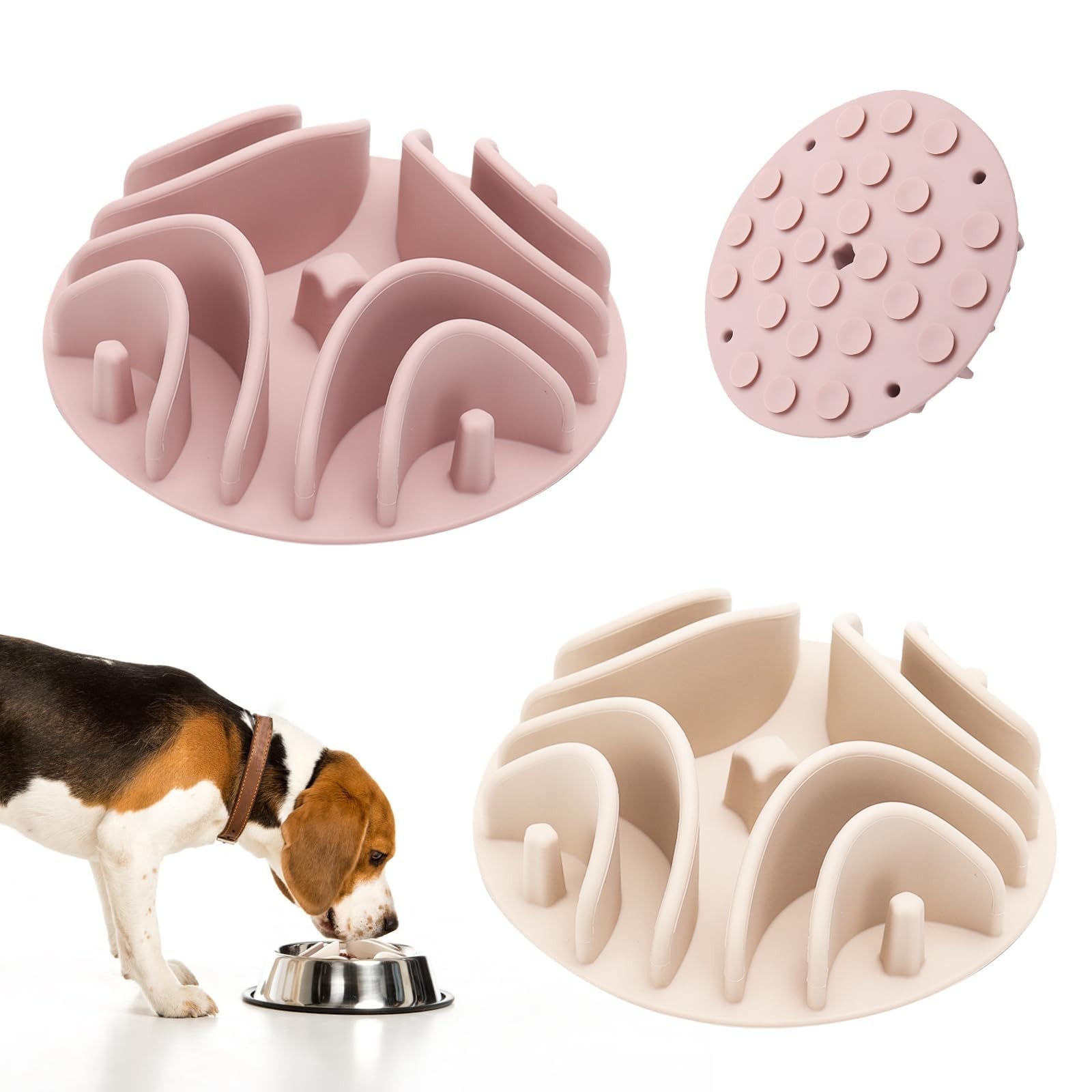 2 Pcs Slow Feeder Insert for Dog Bowl, Anti-Choking Silicone with Strong Suct…