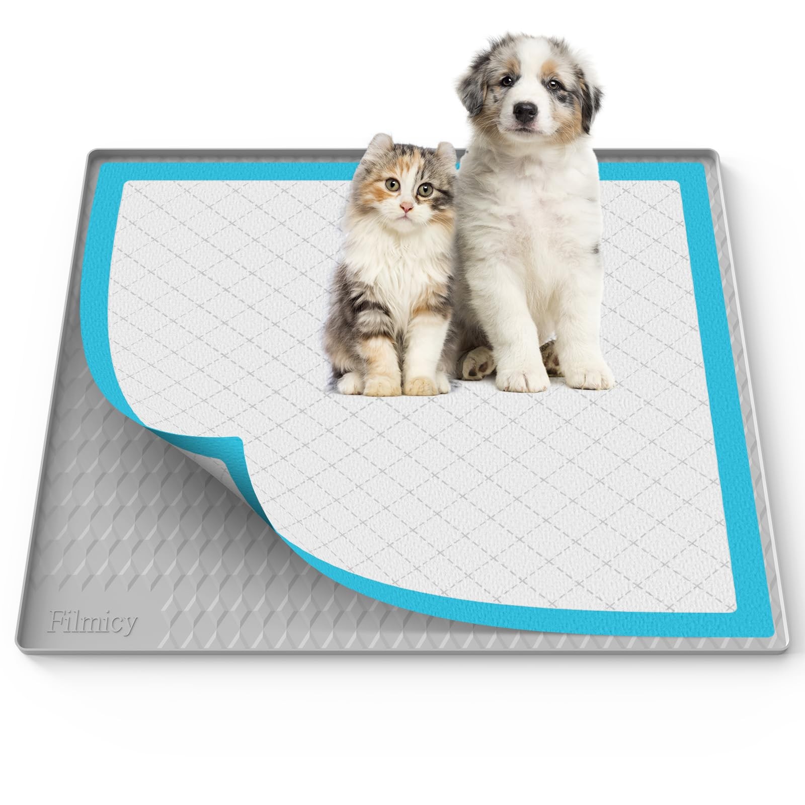 Pee Pad Holder for Dogs,Silicone Dog Puppy Pad Holder, 34 x 28 No Spill Raised L