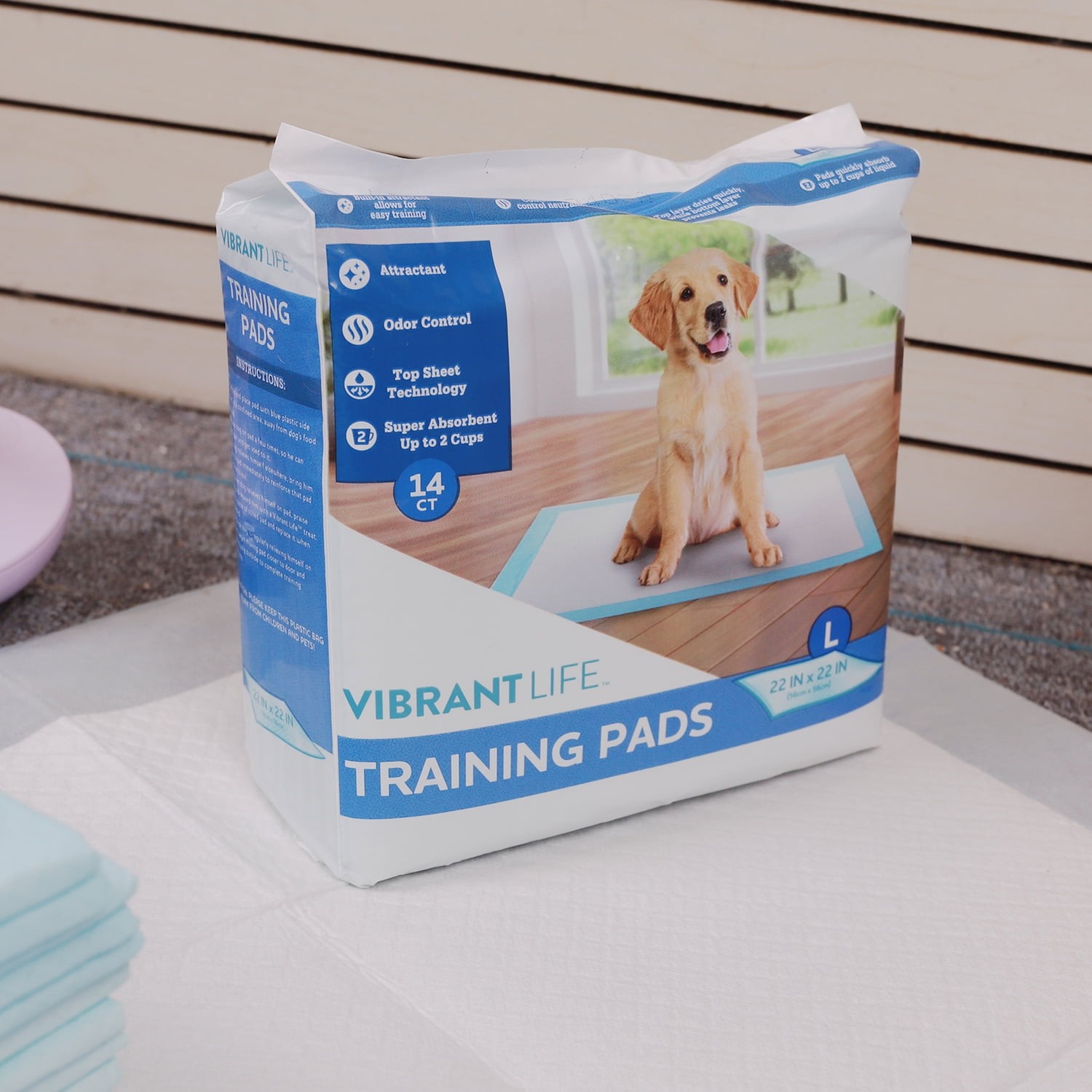 Vibrant Life Training Mats – Super Absorbent, Leak-Proof, 22″ x 22″ (14 Count)