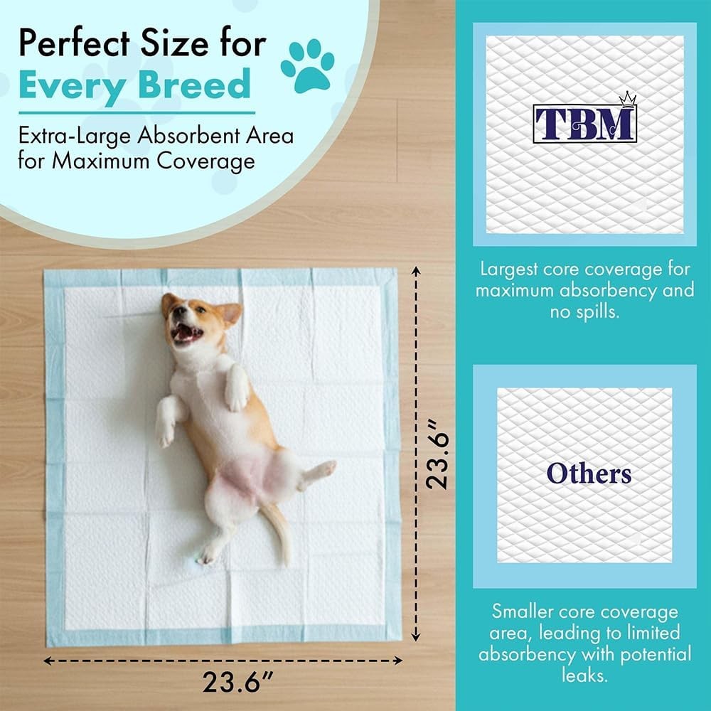 Puppy Pads 100 Count 23.6″ x 23.6″ Super Absorbent Pee Pads Dogs Premium