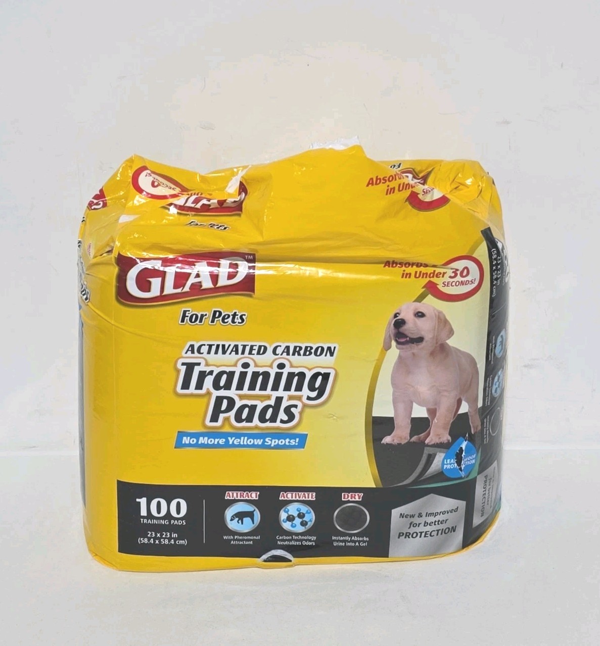 Glad for Pets 23″ x 23″Activated Carbon Training Pads 90 Pcs Ripped Package