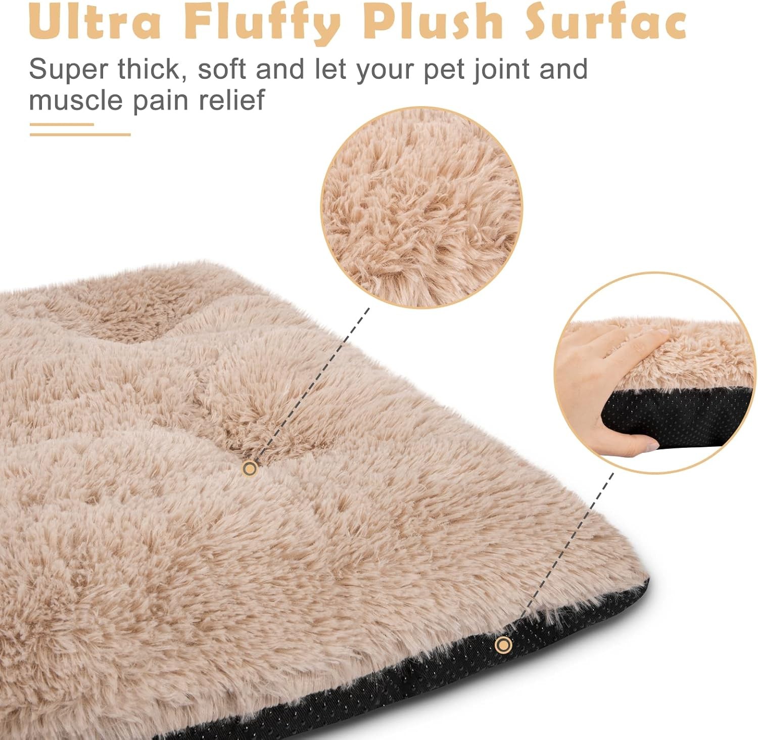 JOEJOY Large Dog Bed Crate Pad, Deluxe Plush Washable Dog Beds Fulffy Soft Kenne