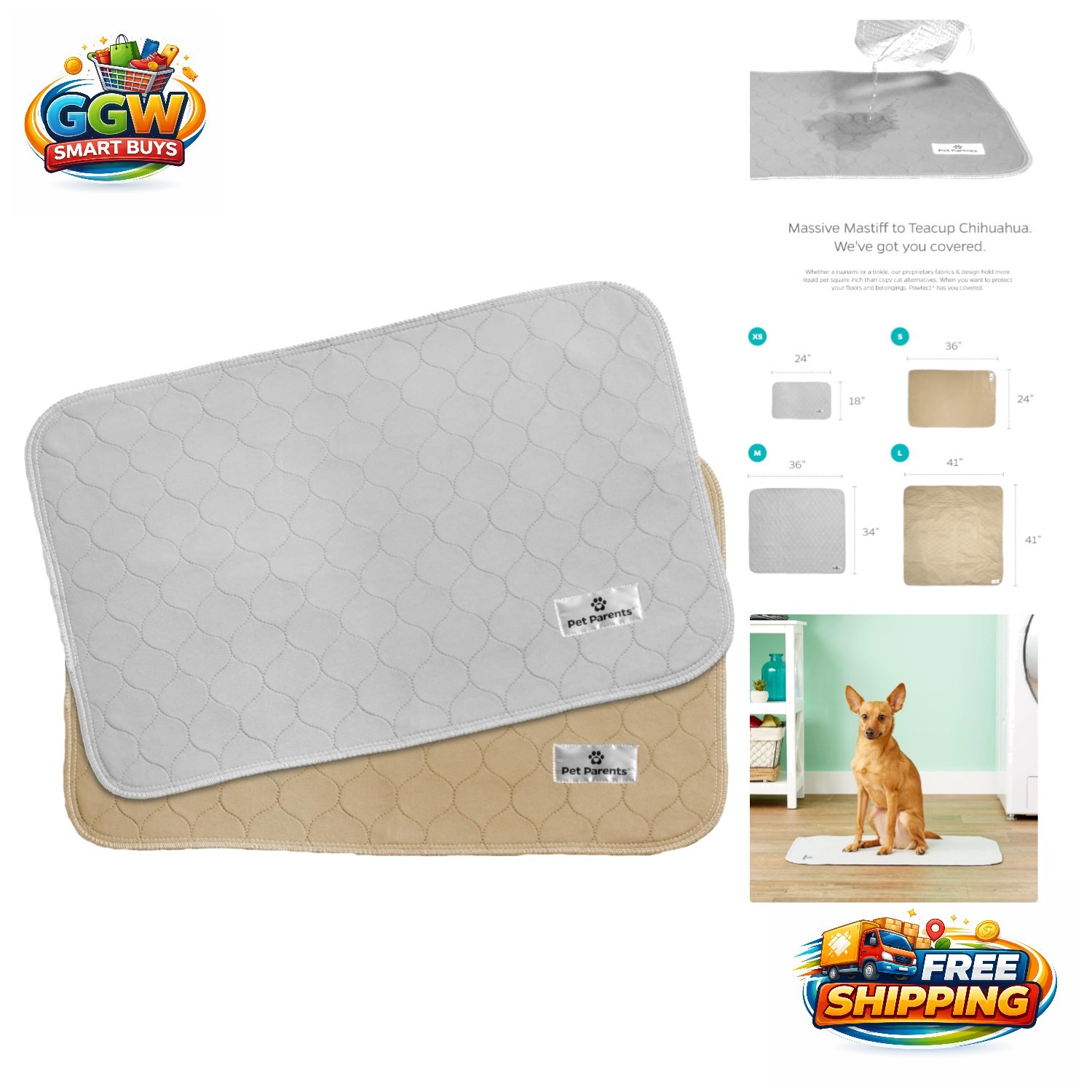 Multi-Use Pawtect Pee Pads – 2 Pack 18×24 Dog Training Pads for Easy Care