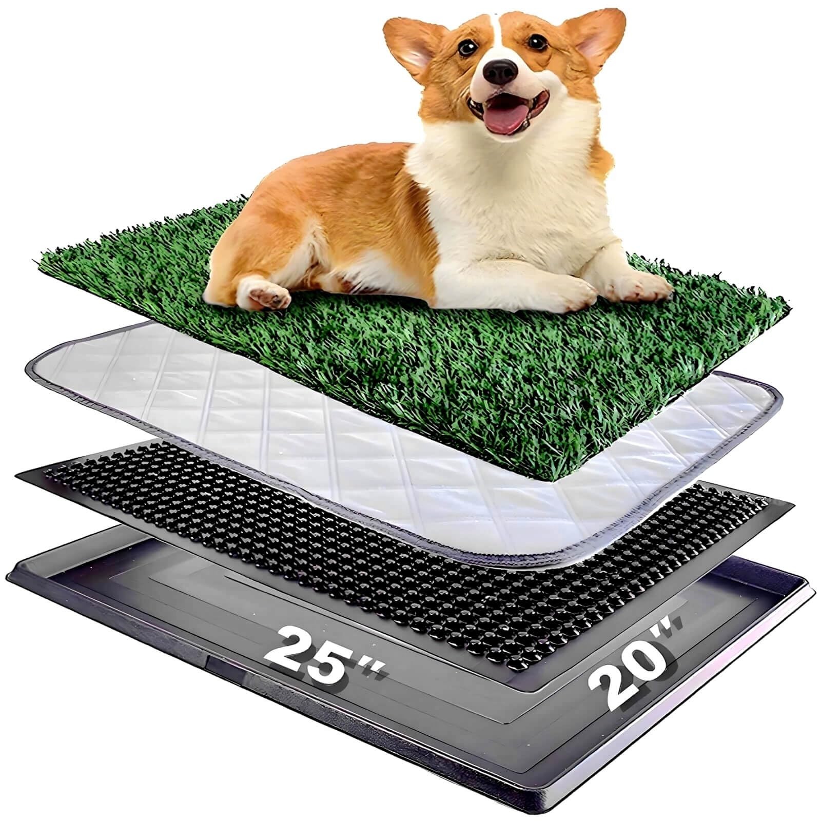 Dog Grass Pad with Tray 25X20 – Artificial Grass for Dogs Potty Training – Fake