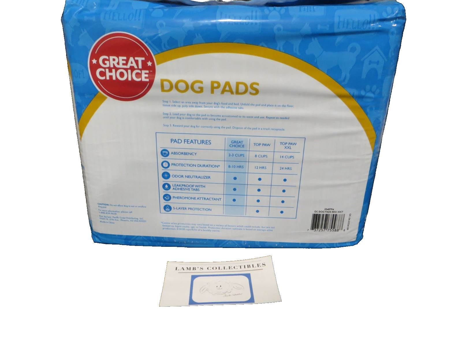 Great Choice Dog Pads – 50 Count puppy training 23″ L x 24″ W W/Adhesive Tabs
