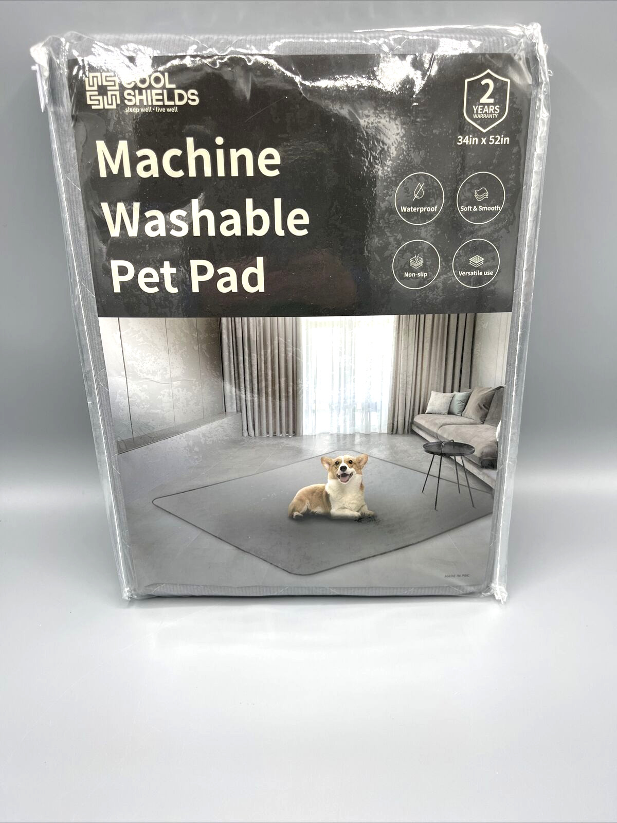 CoolShields Washable Puppy Dog Pee Pad, Waterproof, 34″ x 52″ Grey NEW