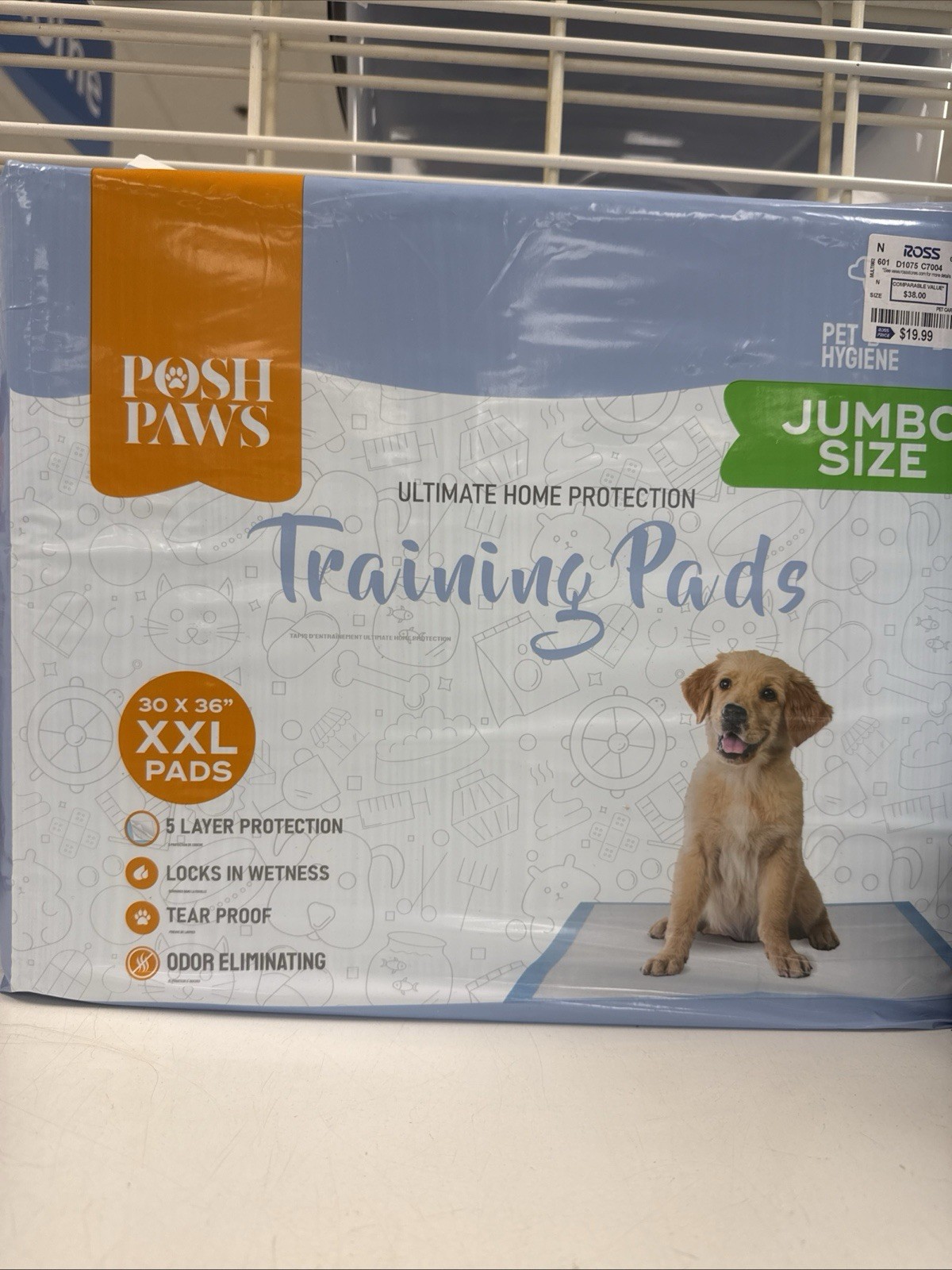 Posh Paws Training Pads Jumbo XXL 30×36 5 Layer Protection Odor Eliminating