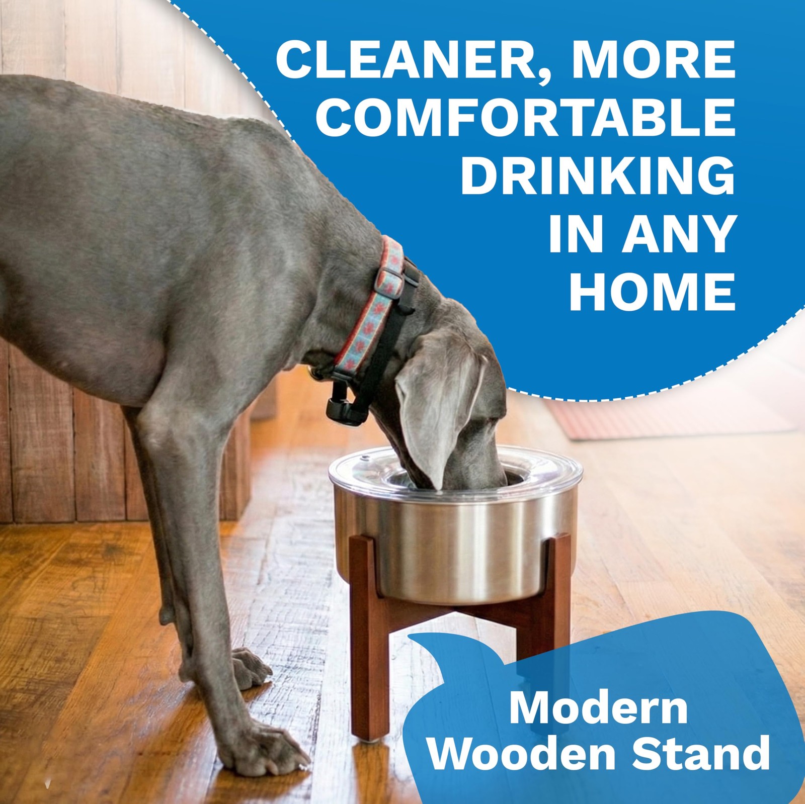 Slopper Stopper Elevated Single Wooden Dog Bowl Stand – Easy 8 Inch, Brown