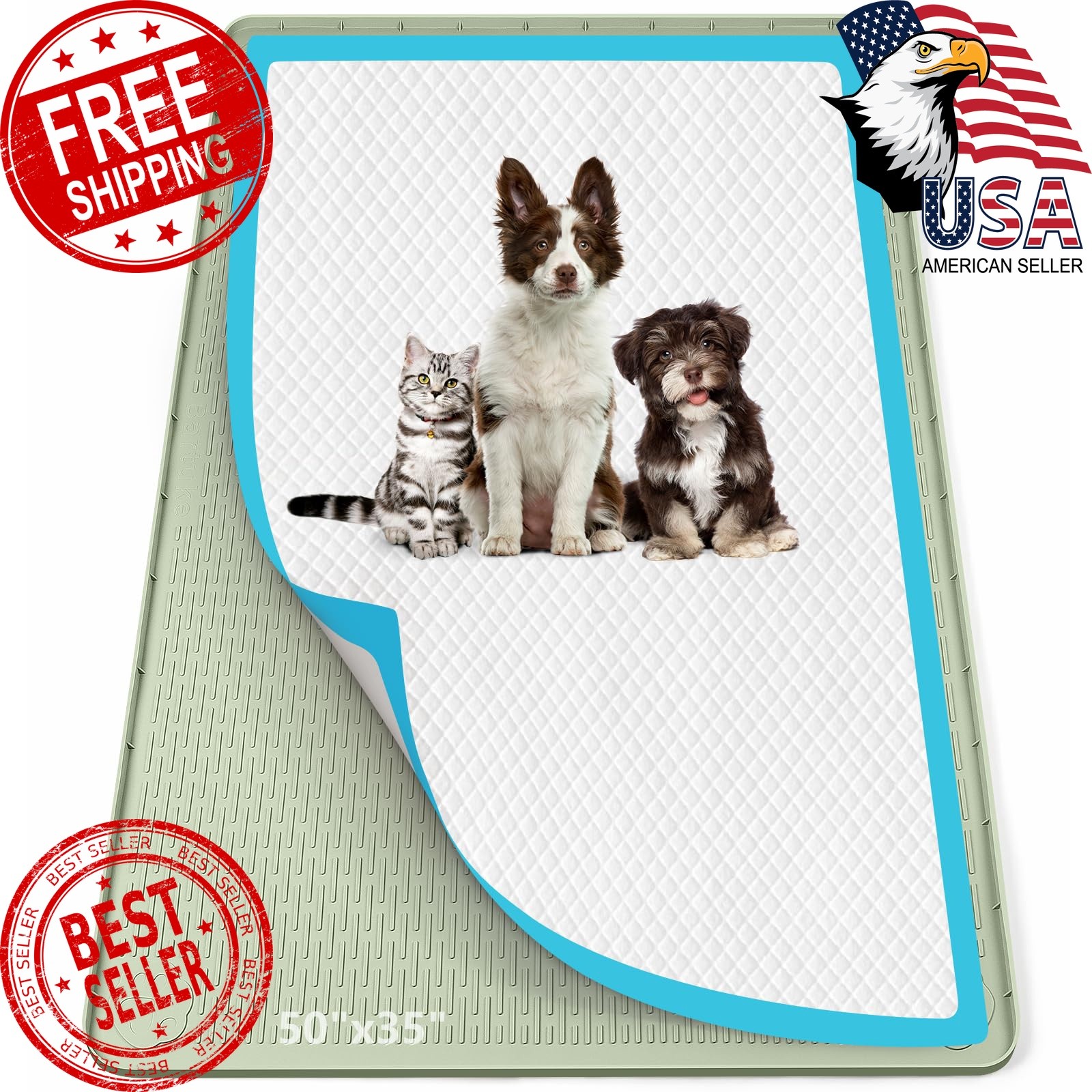 Pee Pad Holder for Dogs 50”x35” Silicone Puppy Pee Pad Tray, Green | Extra …