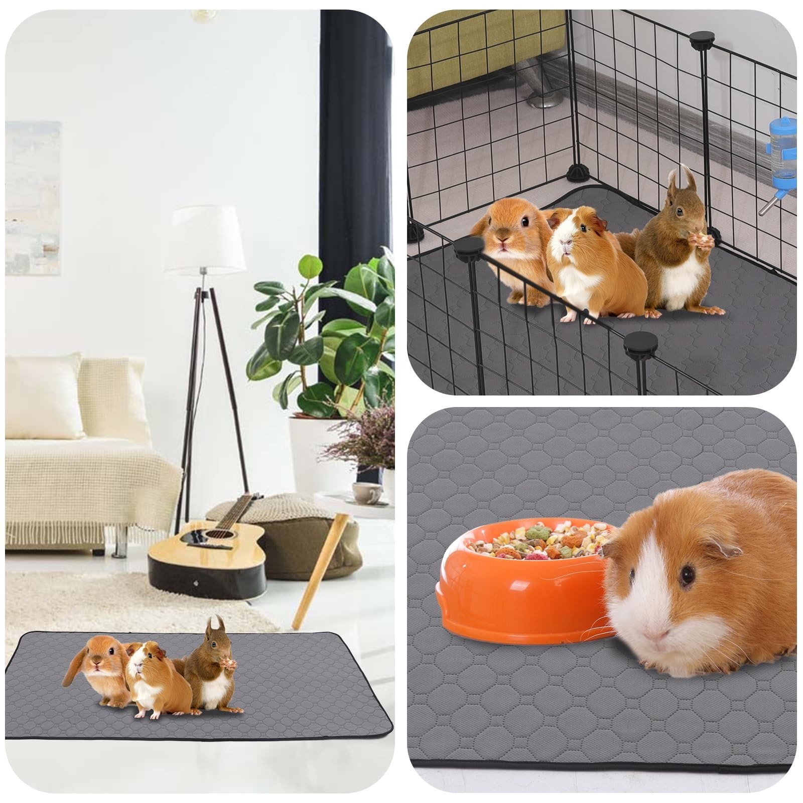 Guinea Pig Cage Liners, 36”X60” Washable Guinea Pig Pee Pads, Non Slip Reus…