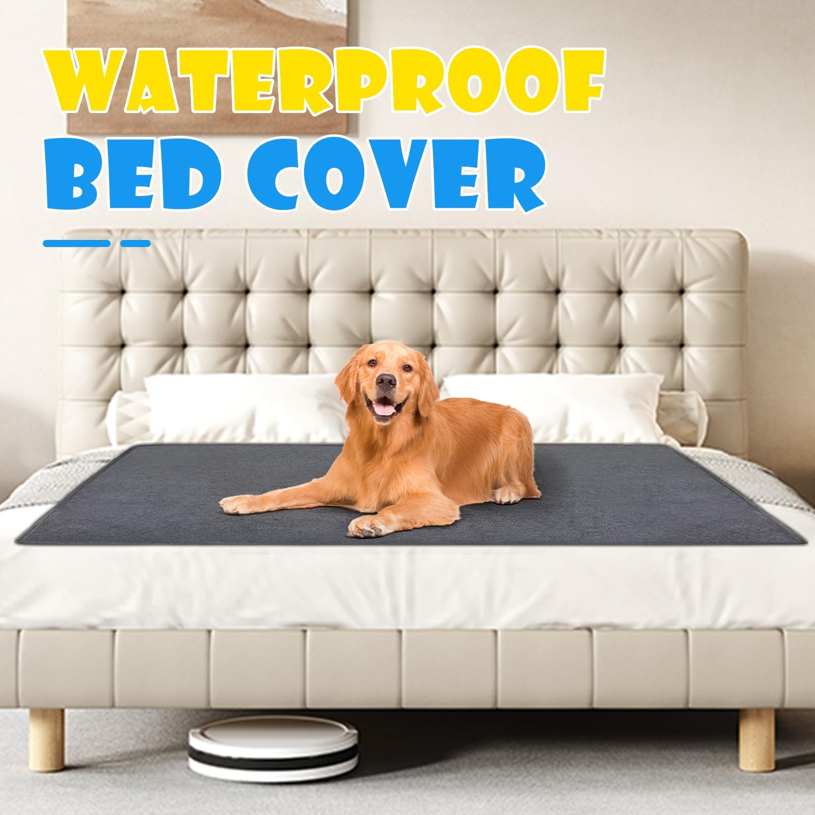 FUWERY 2 Packs 72″x72″ Extra Large Washable Pee Pads for Dogs