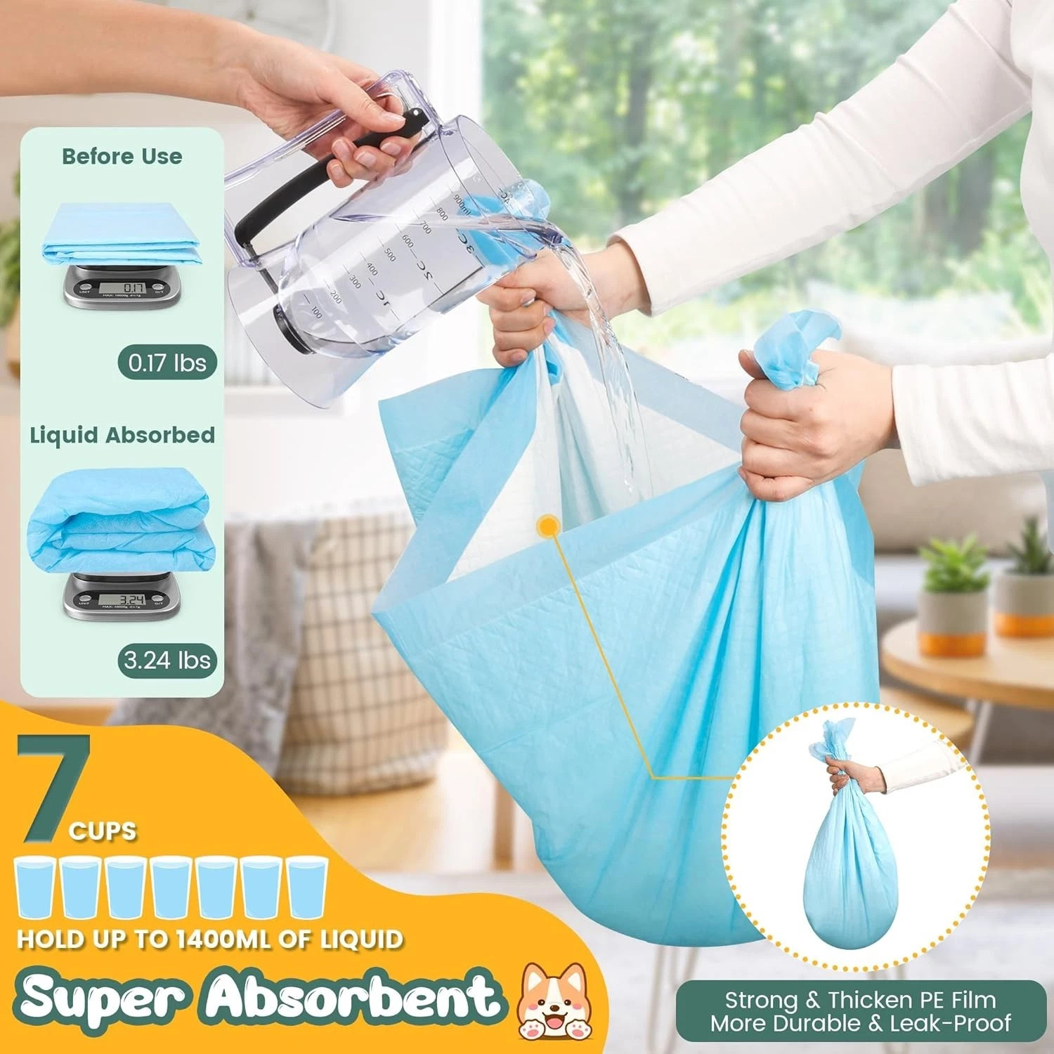 Extra Large 28″X34″Super Absorbent Dog Pee Pads -Buy 50 Get 50 Packs For Free