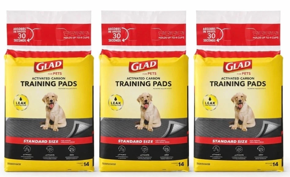 3-Pack GLAD For Pets Activated Carbon Training Pads Standard Size 14pc Us Seller