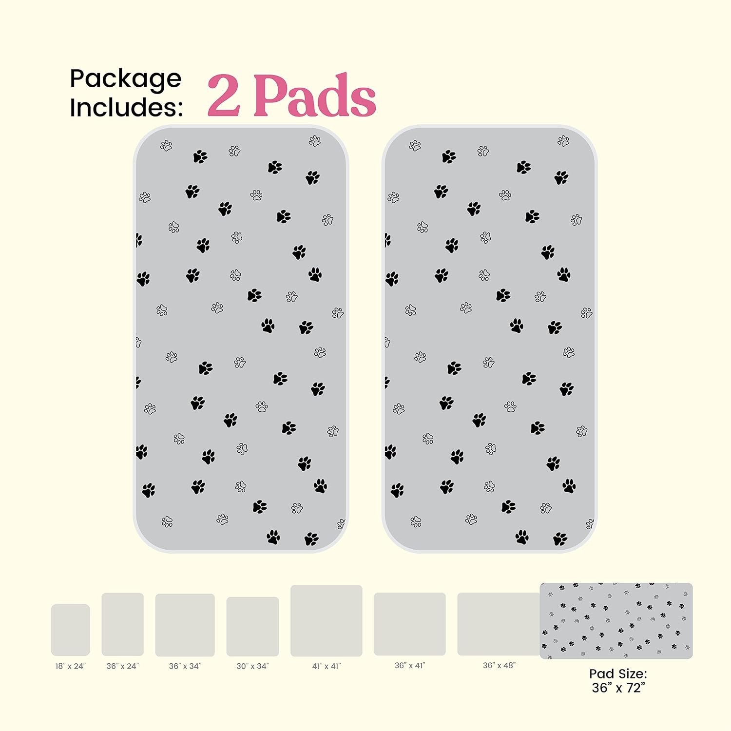 PitPet 4 Pack Reusable Dog Pet Training Pads Super Absorbent 36″x72″ Gray