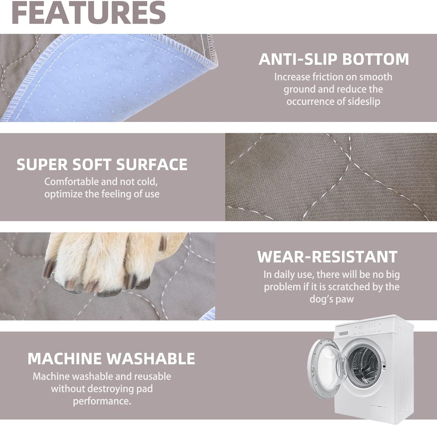 Washable Dogs Pee Pads-4pcs Waterproof Reusable Puppy Potty Training Pads-24×36”