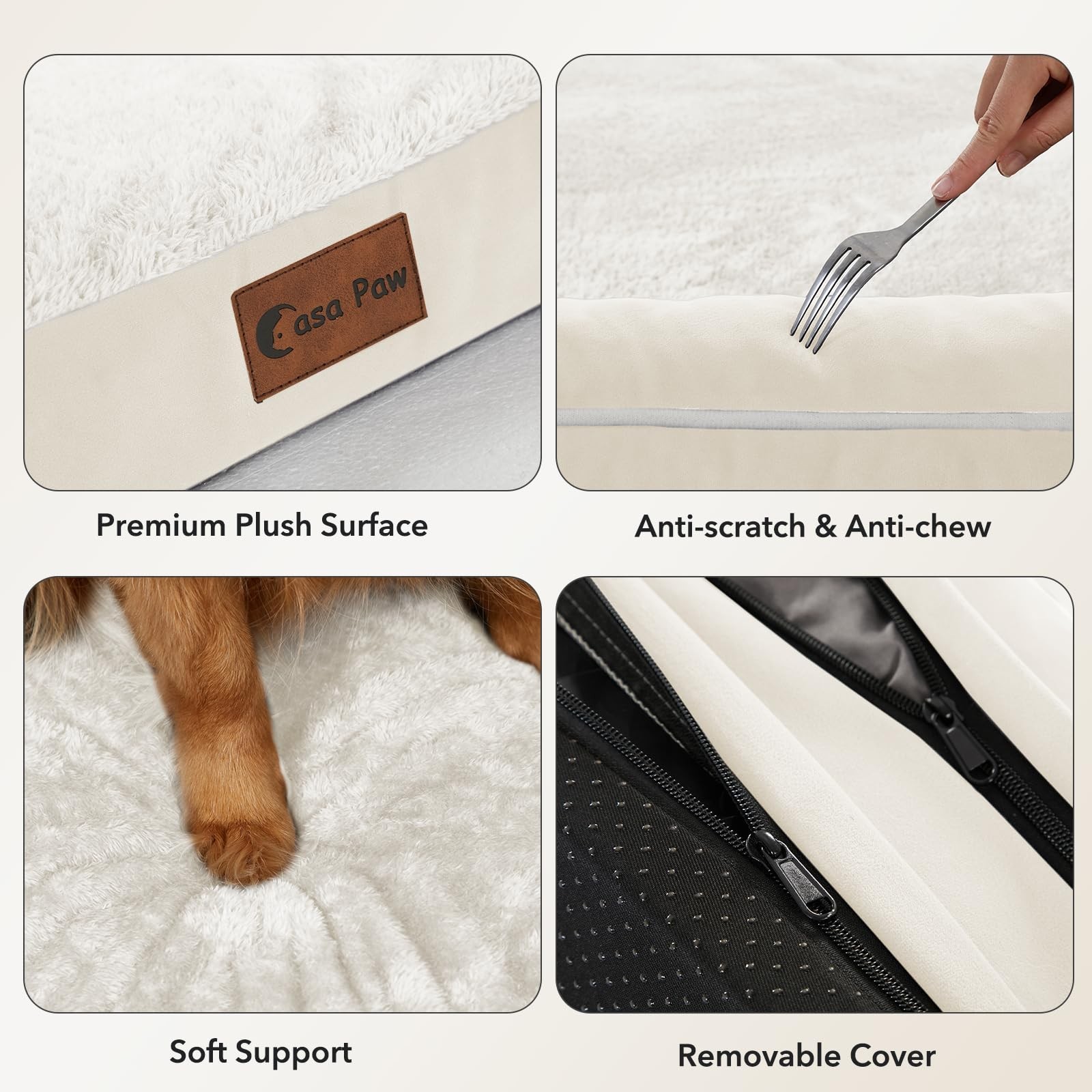 Orthopedic Dog Bed 35x22in Beige, Waterproof & Washable | Orthopedic support,…