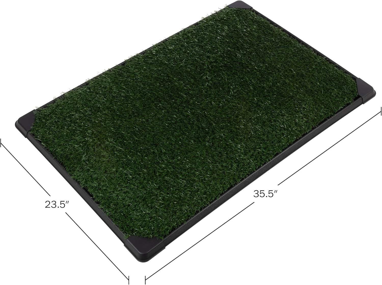 Dog Grass Pad with Tray – 35.5×23.5in Reusable Pee X-Large, Green and Black