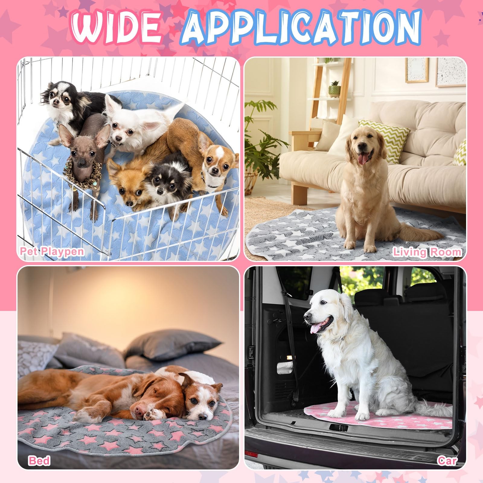 Hahafelt 4 Pcs Round Whelping Pee Pads Washable for Dogs Waterproof Pet Train…