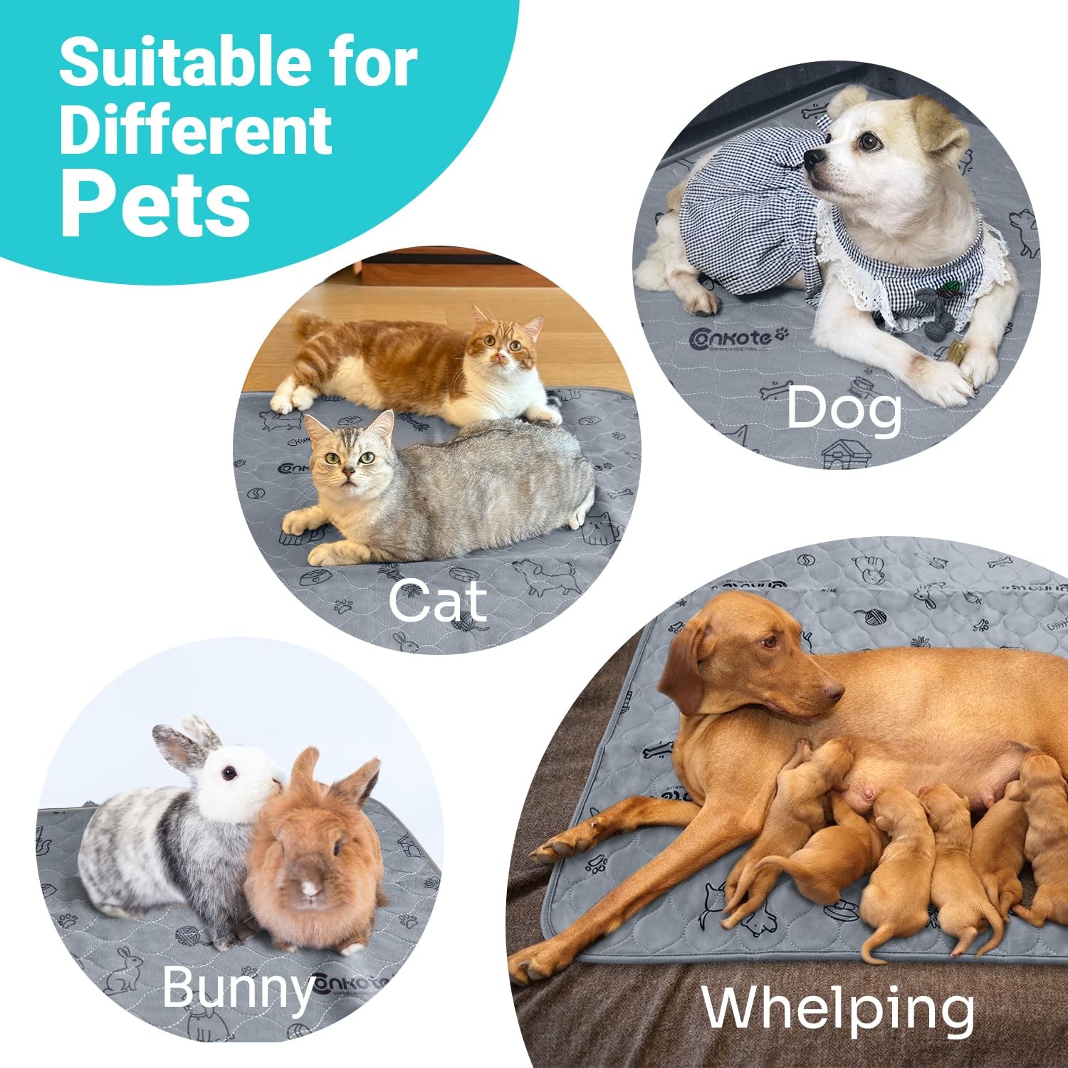 72×72 Inch Extra Large Washable Dog Pee Pads Reusable Absorbent Mats