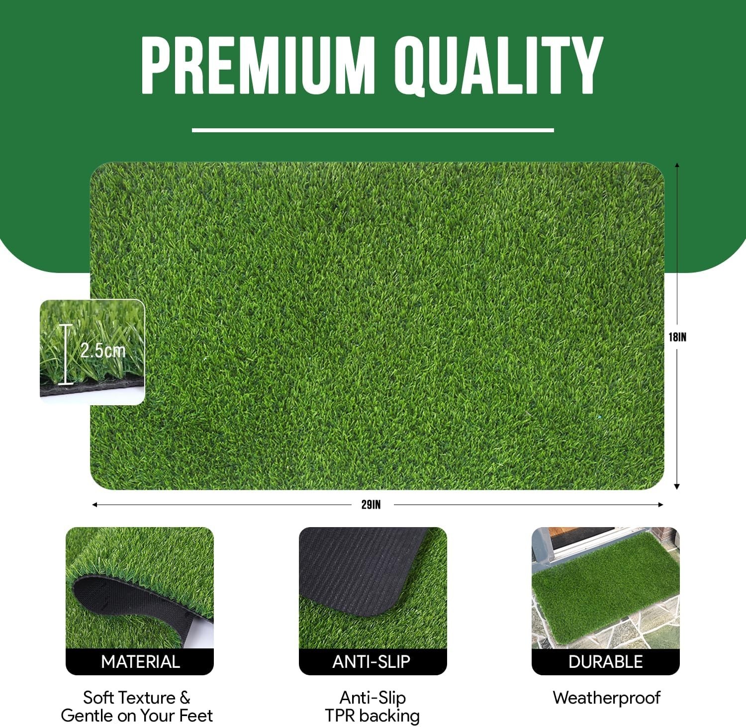 Weather-Resistant 29.5″x17″ Fake Grass for Dogs – Quick Drying & Easy Care
