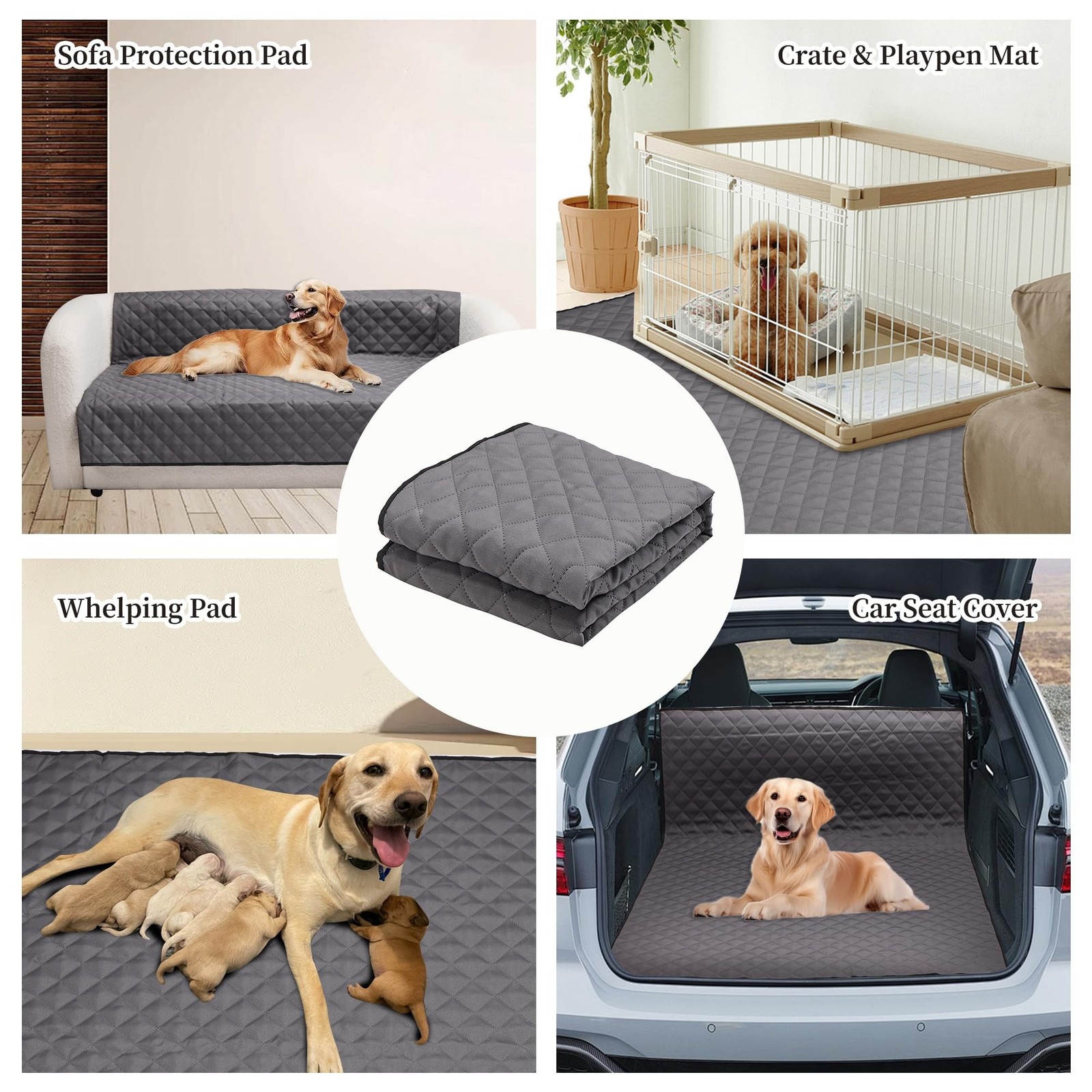 Washable Pee Pads for Dogs, 56″X 56″ Pet Playpen Mat Square Absorbent Dog Pad…