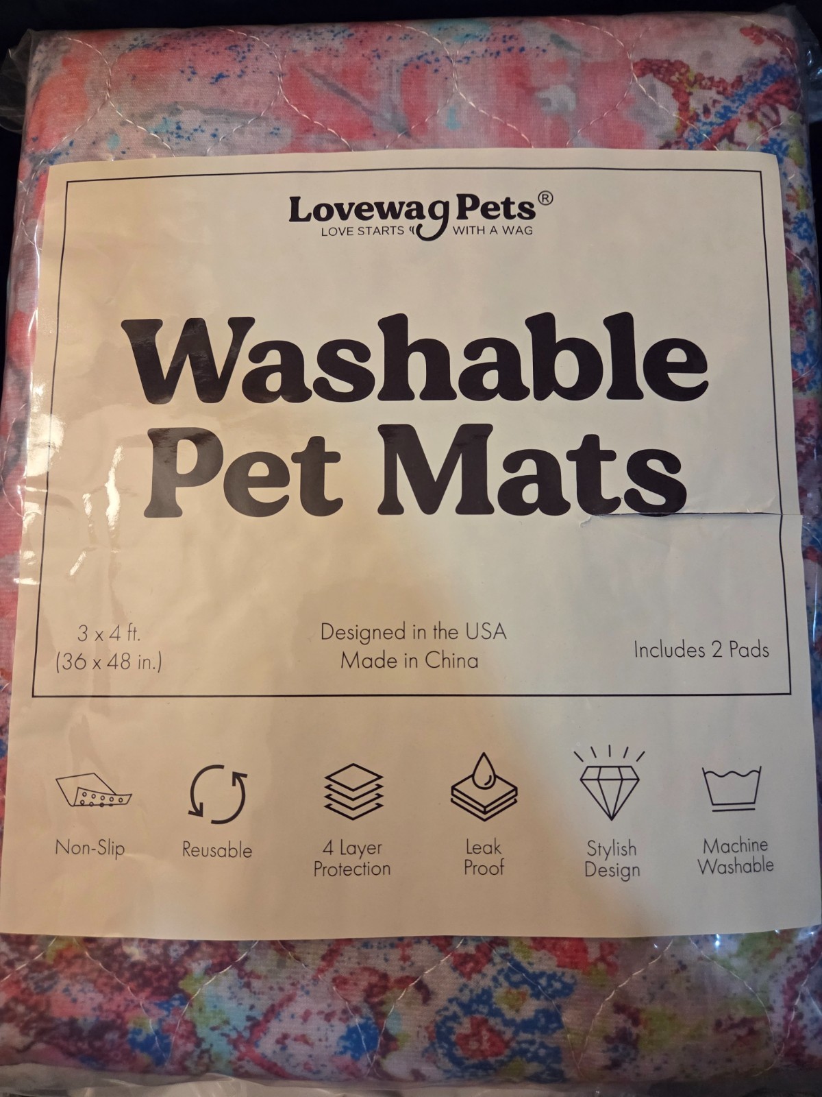 Washable Pet Mats – 36″x48″ – 2 Pack – Mystic Fuschia