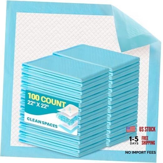 Clean Spaces 100 Count Super Absorbency Puppy Pads 22″x 22″x22″ 100 CT Blue