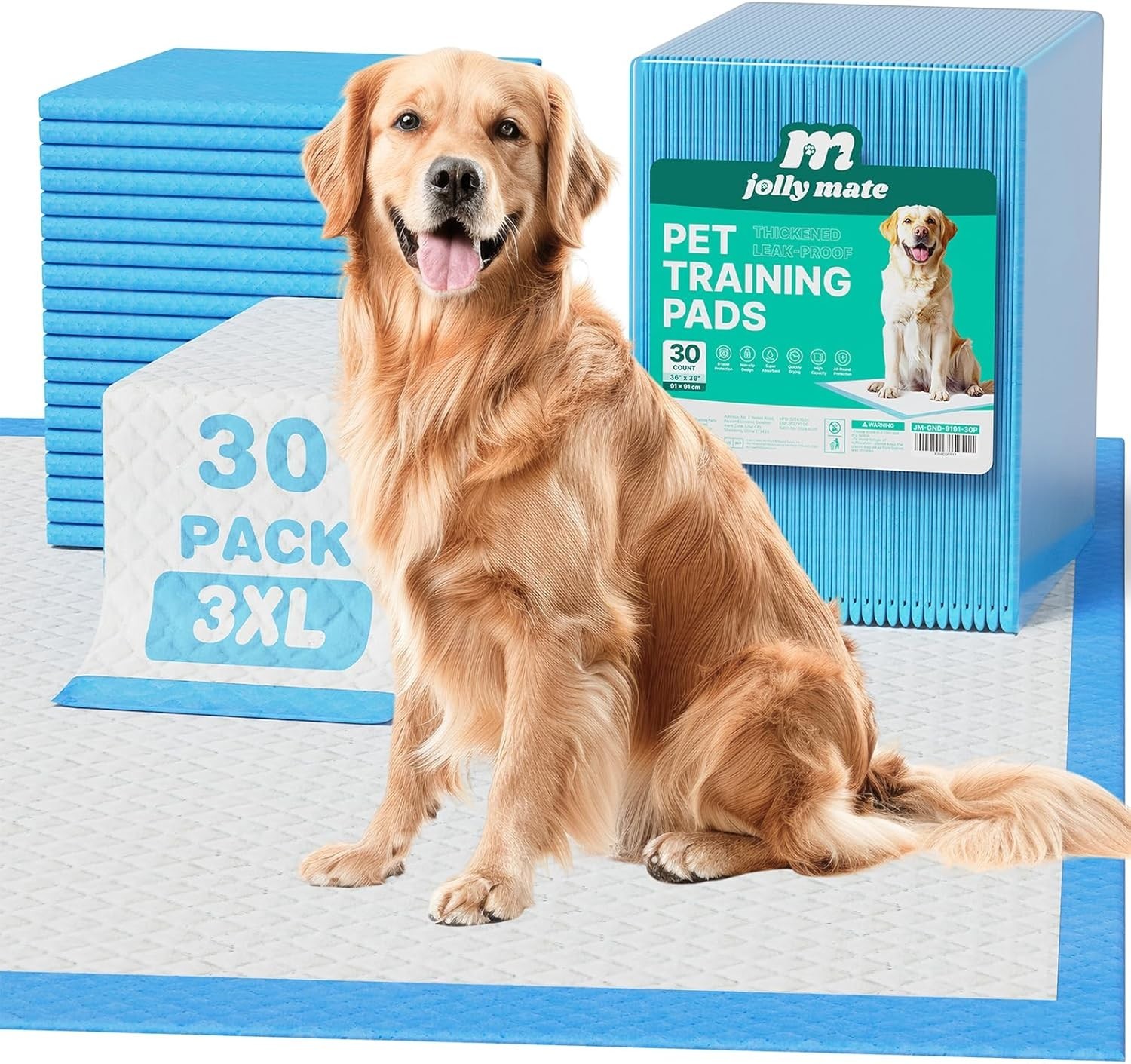 Dog Pee Pads Extra Large 36″x36″, 30 Pack 3X-Large Super Absorbent Pet Traini…