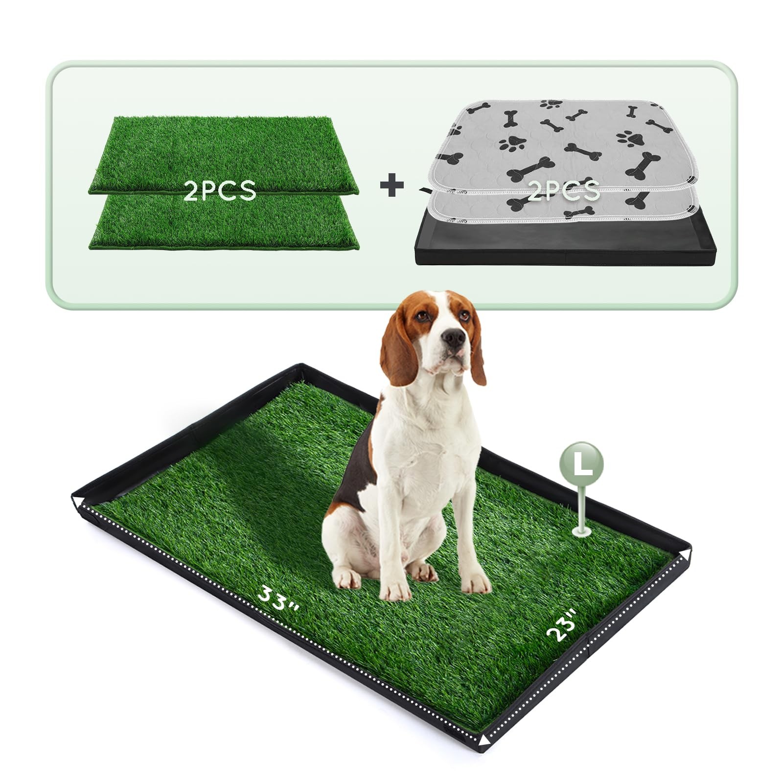 Dog Grass Pad with Foldable Dog Litter Box,Large Liner Base for Balcony，Ultra…