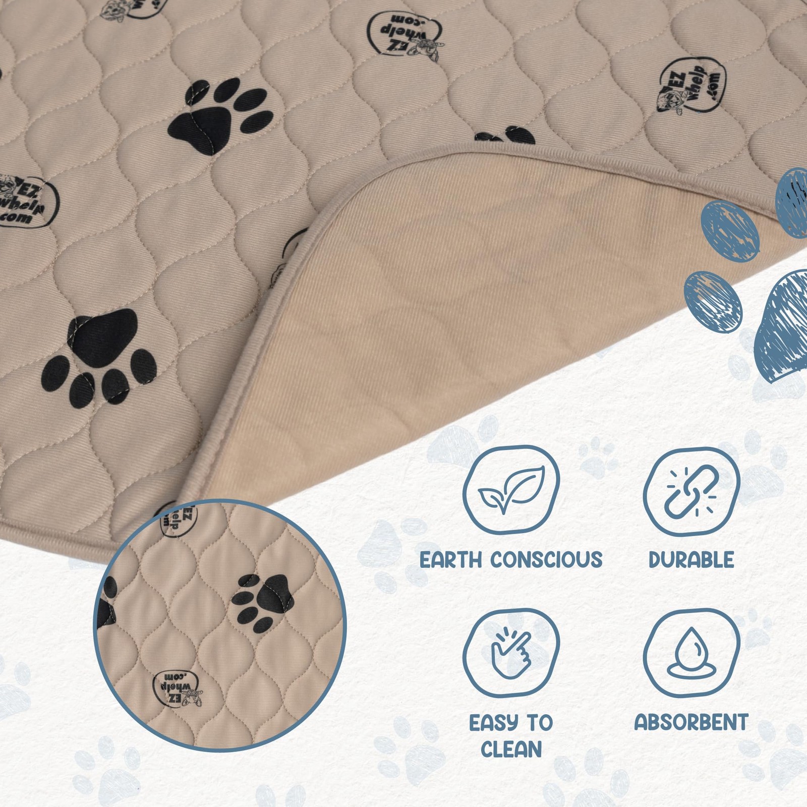 Reusable Dog Pee Pads, Washable Waterproof Mats for Potty Training or Whelpin…