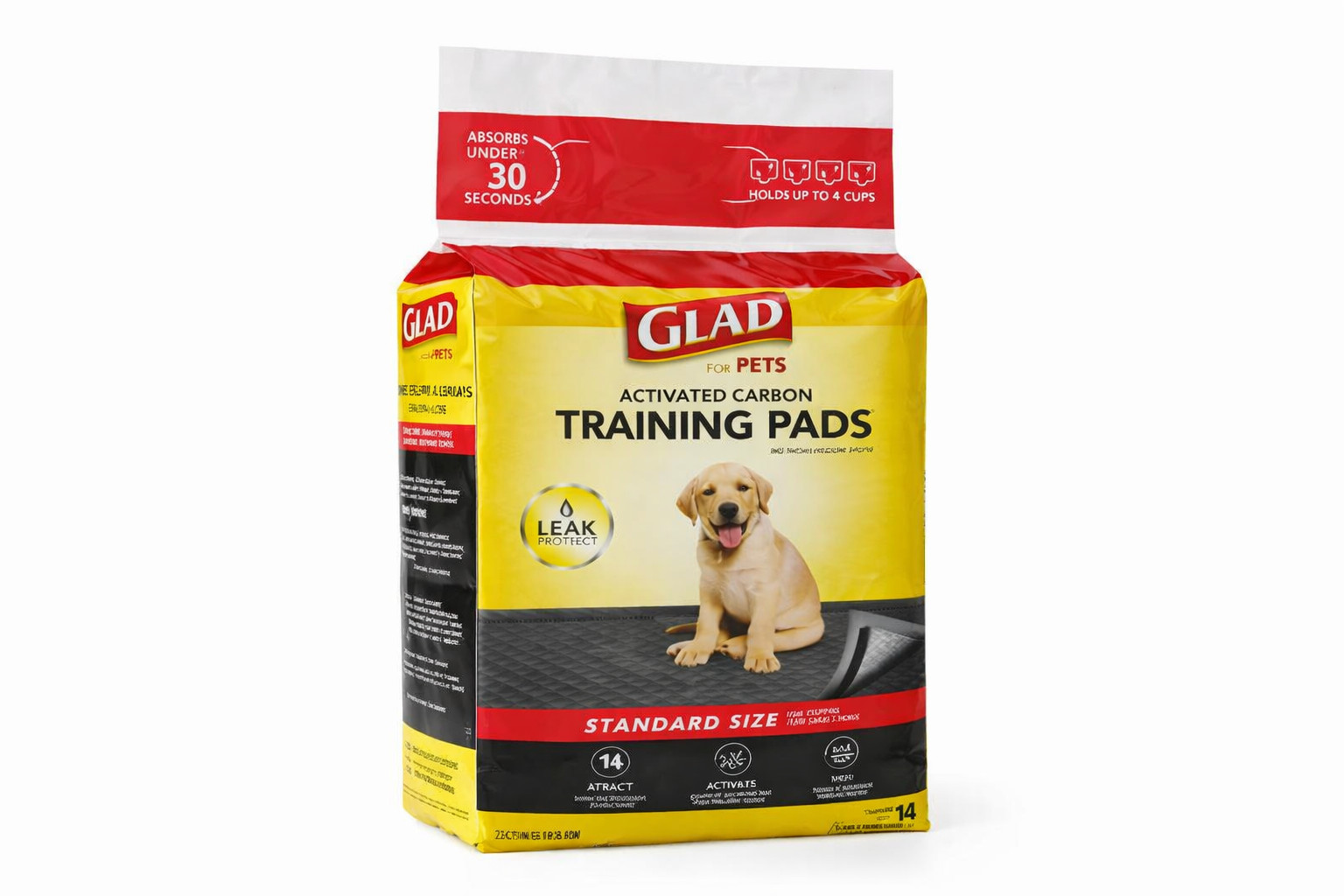Glad For Pets Carbon Puppy Training Pads Standard Size 14 Count Leak-Proof