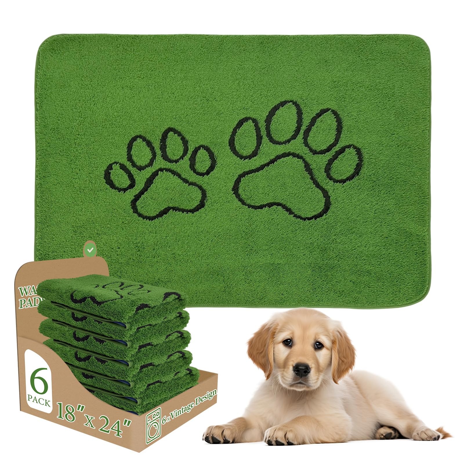 Homimp Washable Pee Pads for Dogs, 6 Pack Super Absorbent Reusable Puppy Pads…