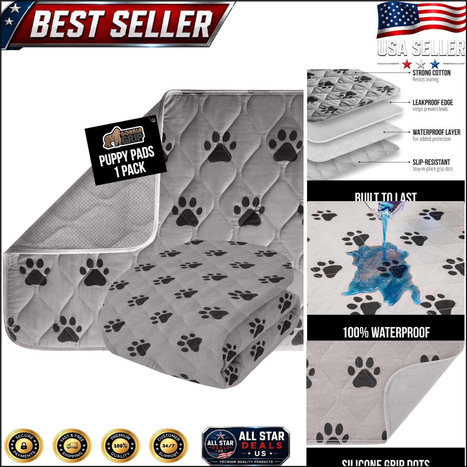 Waterproof Puppy Pad 34×21 – Ultimate Slip-Resistant Dog Incontinence Blanket