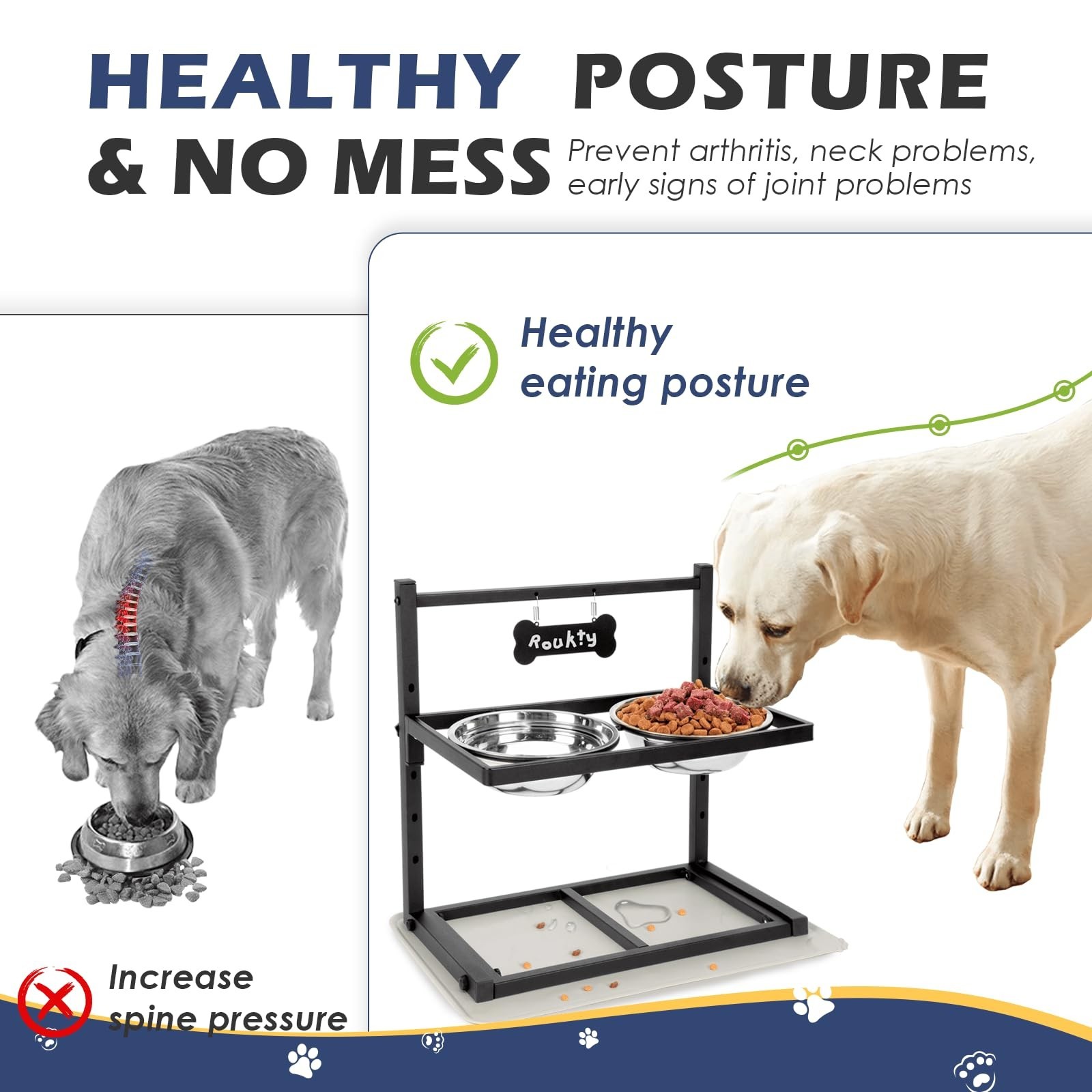 ADENGL Elevated Dog Bowls with Slow Feeder, 5 Adjustable Heights, Anti-Slip, …