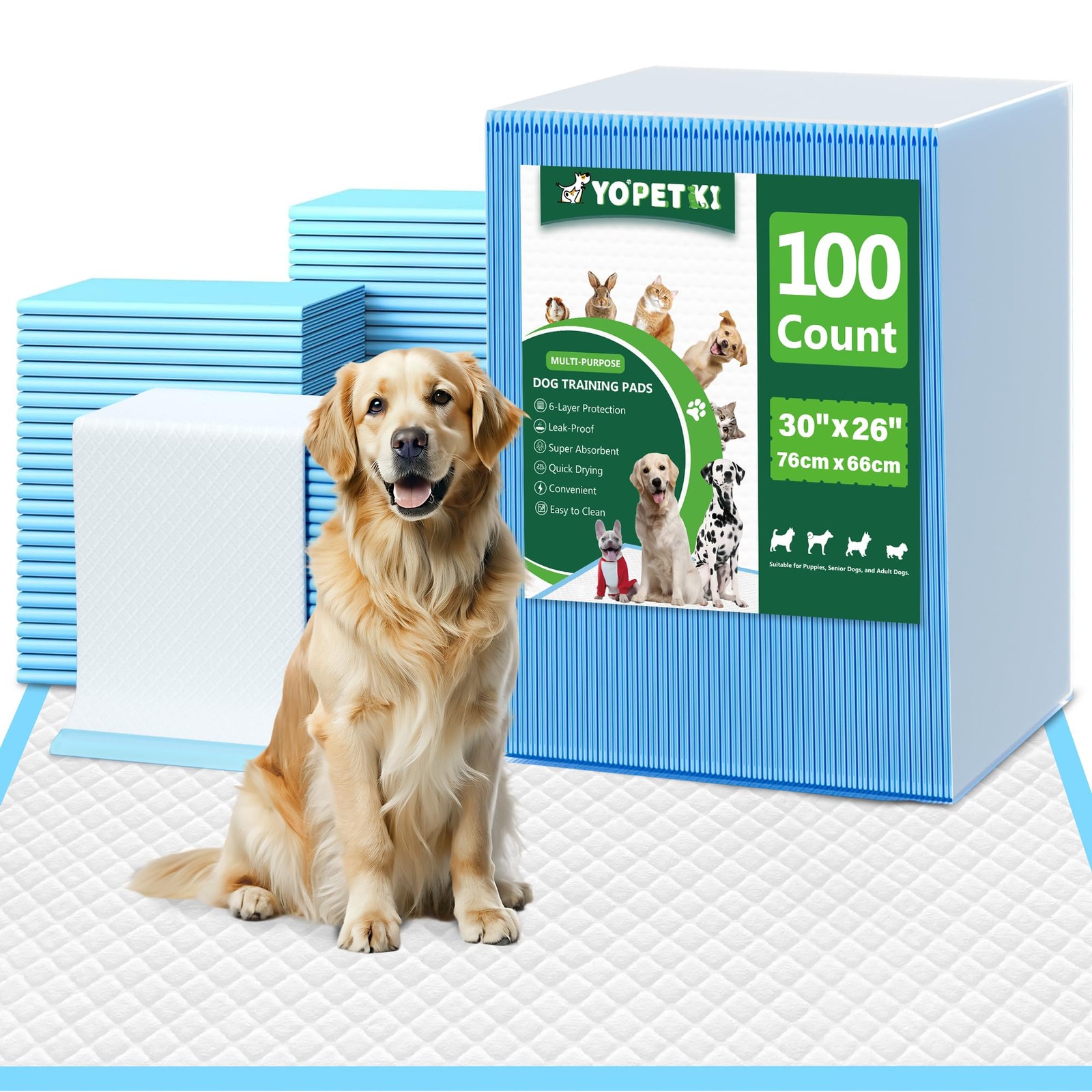 Large Puppy Pads 30×26 in 100 Count Disposable Dog Pee Training Pads