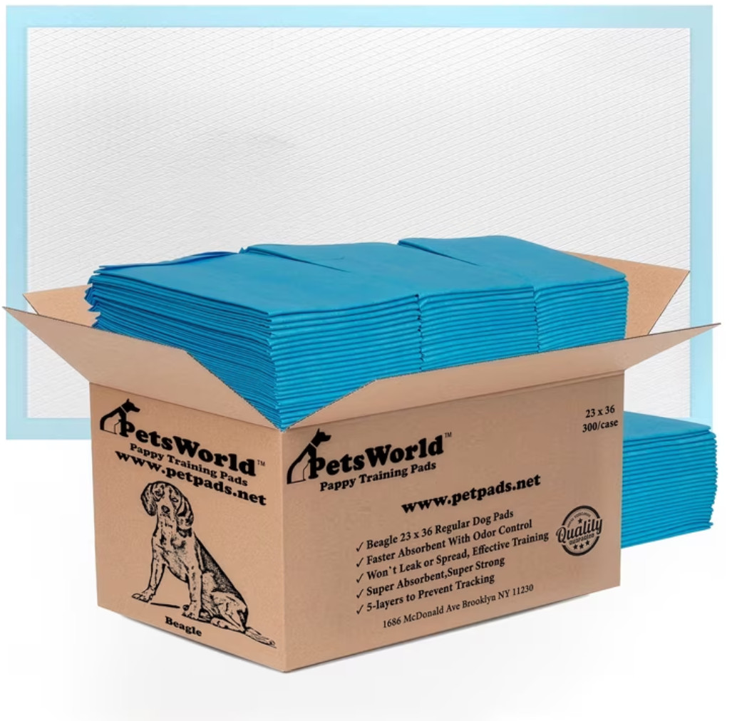 PetsWorld 300 Count Puppy Pads for Small Pets, 23 in x 36 in, Leak-Proof, Value