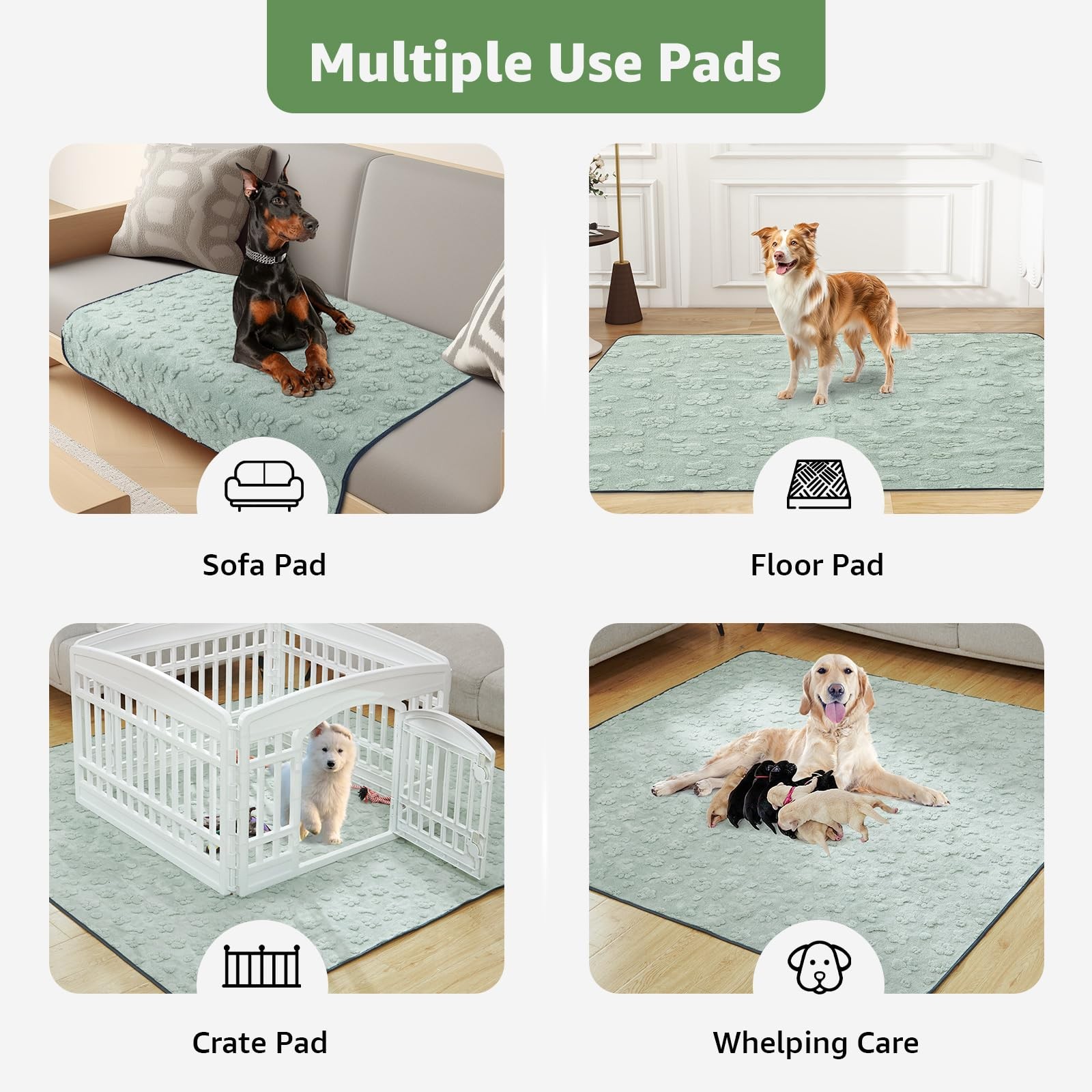 Washable Pee Pads for Dogs: 2 Pack Super Absorbent Reusable Puppy Pads, Leakp…