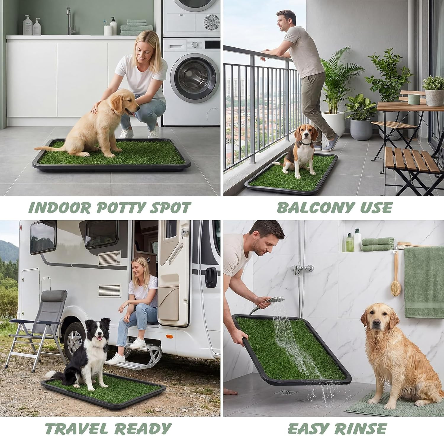 ondware Dog Grass Pad with Tray 30×20 in Dogs Potty Tray with 2 Replacement Gras